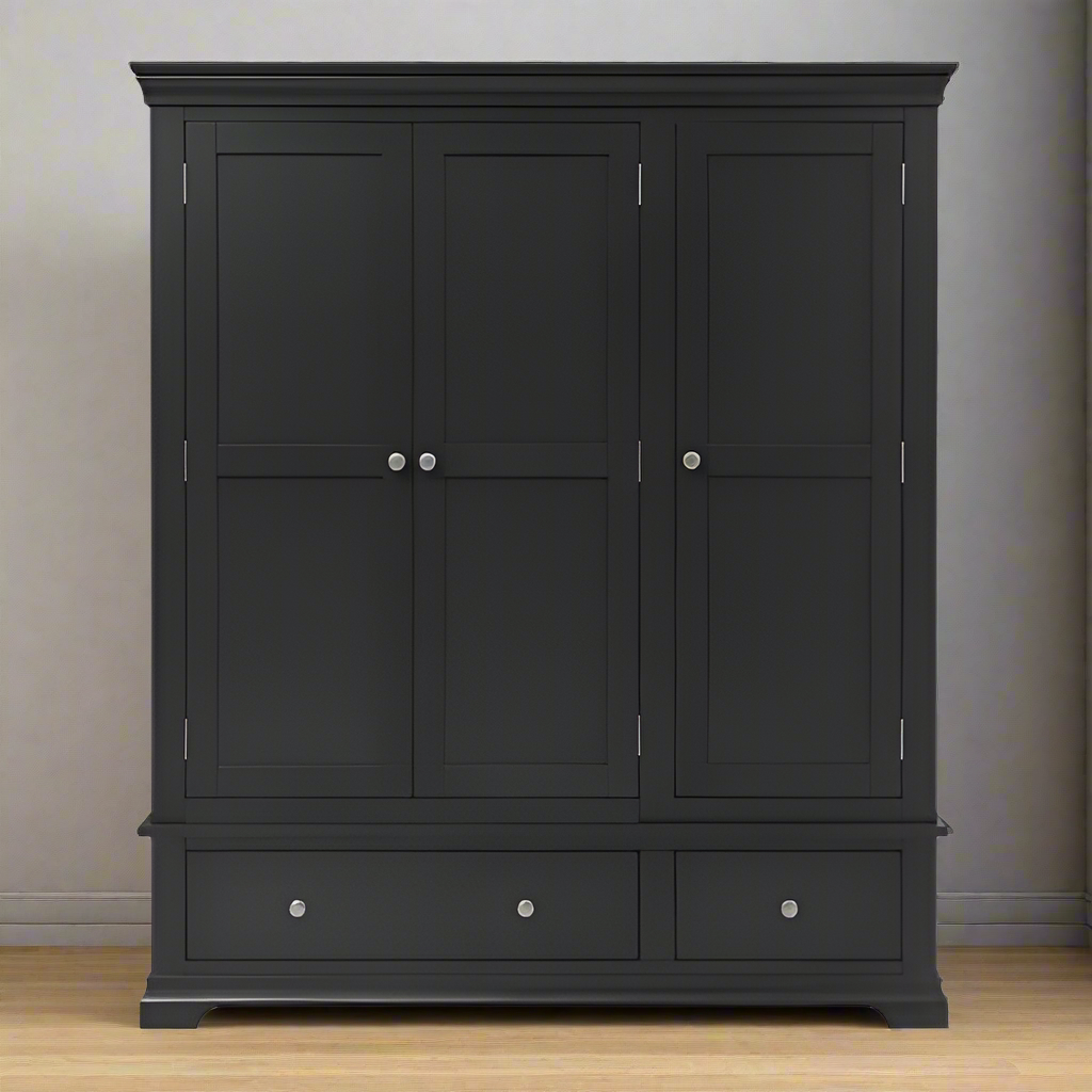 CHANTILLY DUSKY BLACK Triple Wardrobe Quality Furniture Clearance Ltd