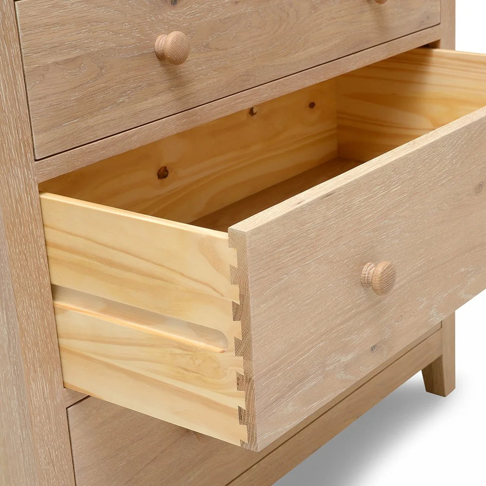 INGLESHAM WHITEWASH OAK 5 Drawer Chest Quality Furniture Clearance Ltd