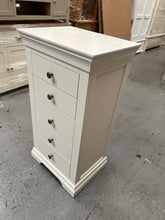 Load image into Gallery viewer, Chantilly Warm White Tall 5 Drawer Chest Quality Furniture Clearance Ltd
