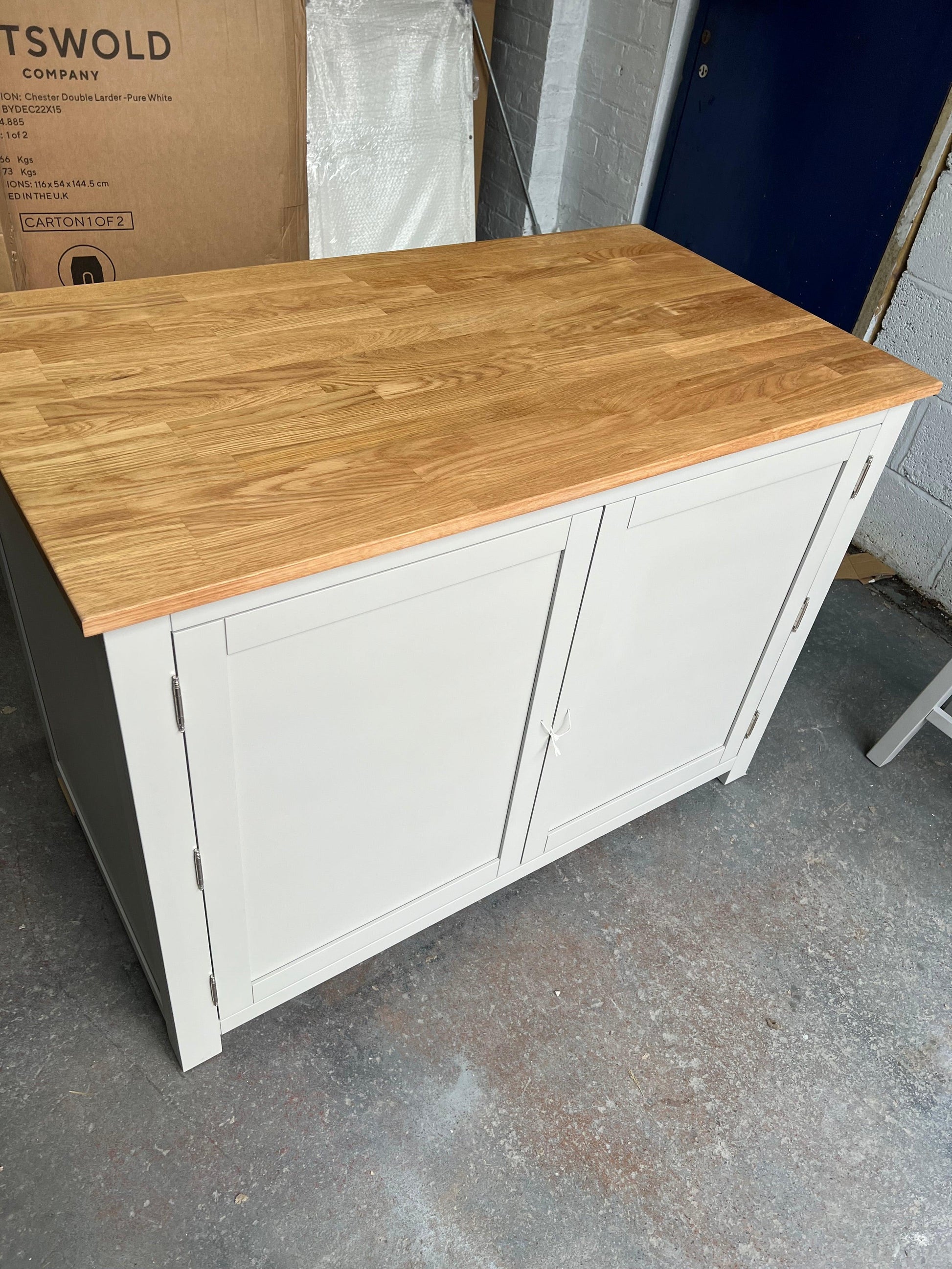 Portobello Grey Breakfast Bar Island with Stools. furniture delivered