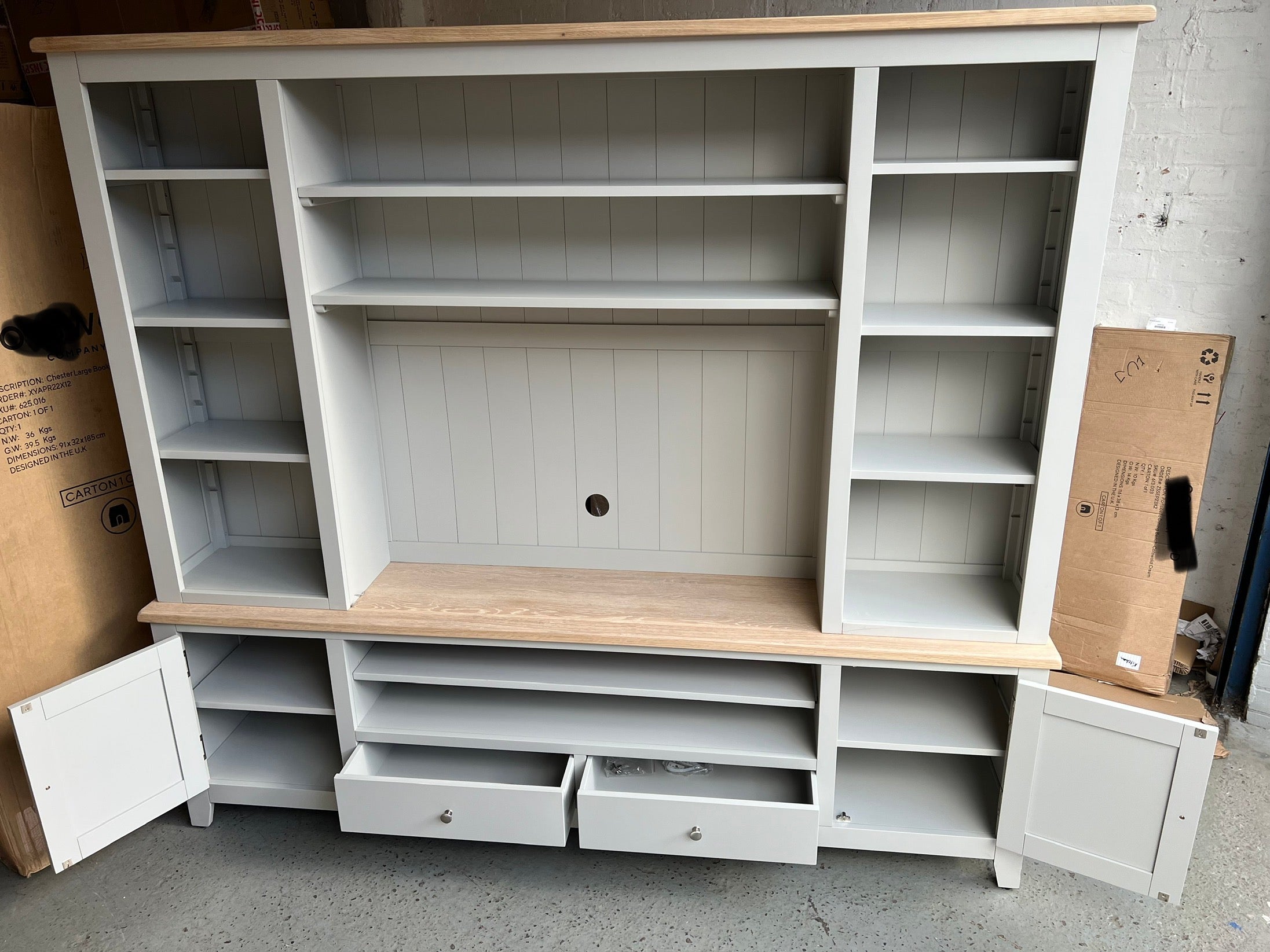 Chester Dove Grey TV and Media Storage Unit. furniture delivered