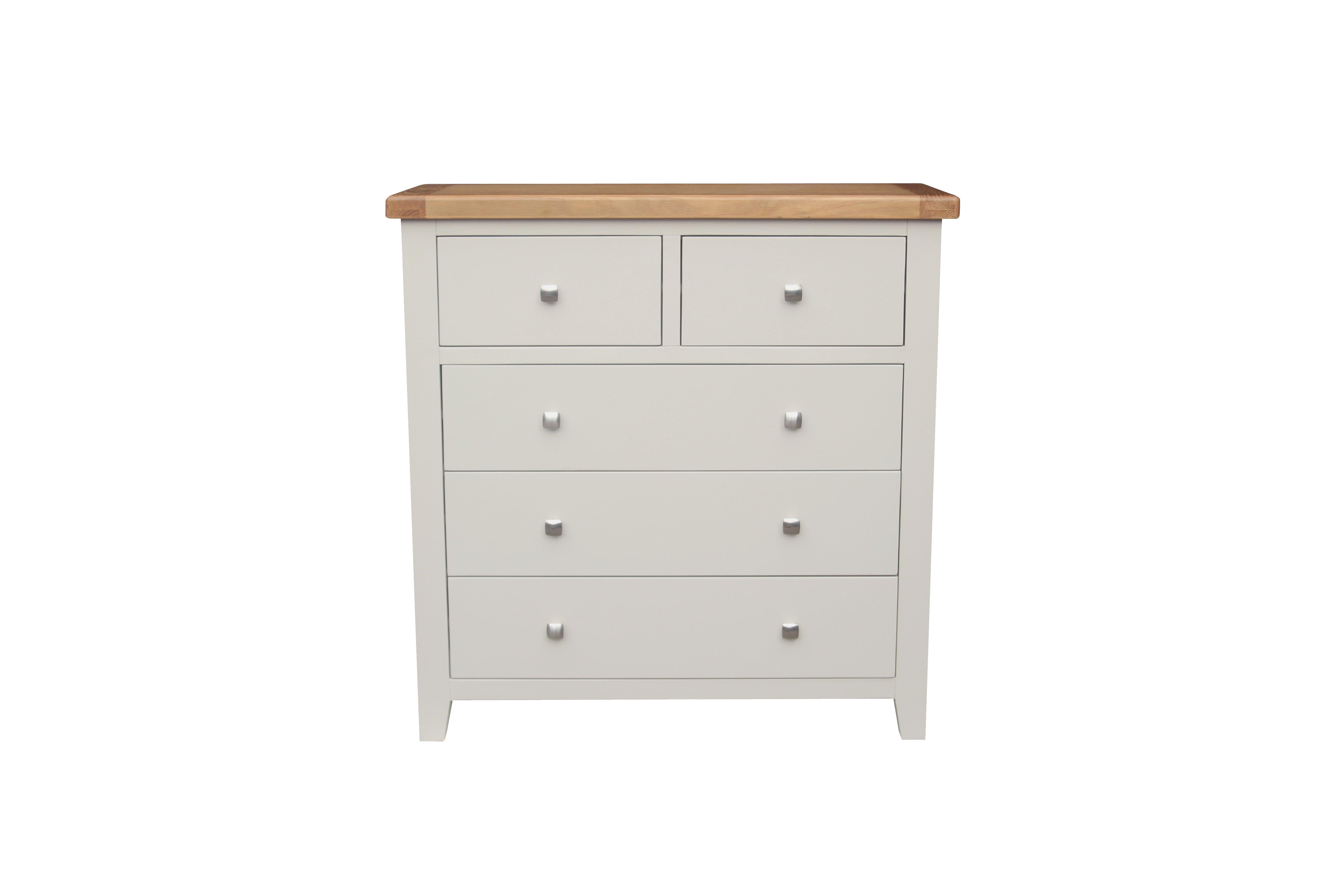 HAMPSHIRE 2 OVER 3 DRAWER CHEST – GREY/OAK Quality Furniture Clearance Ltd