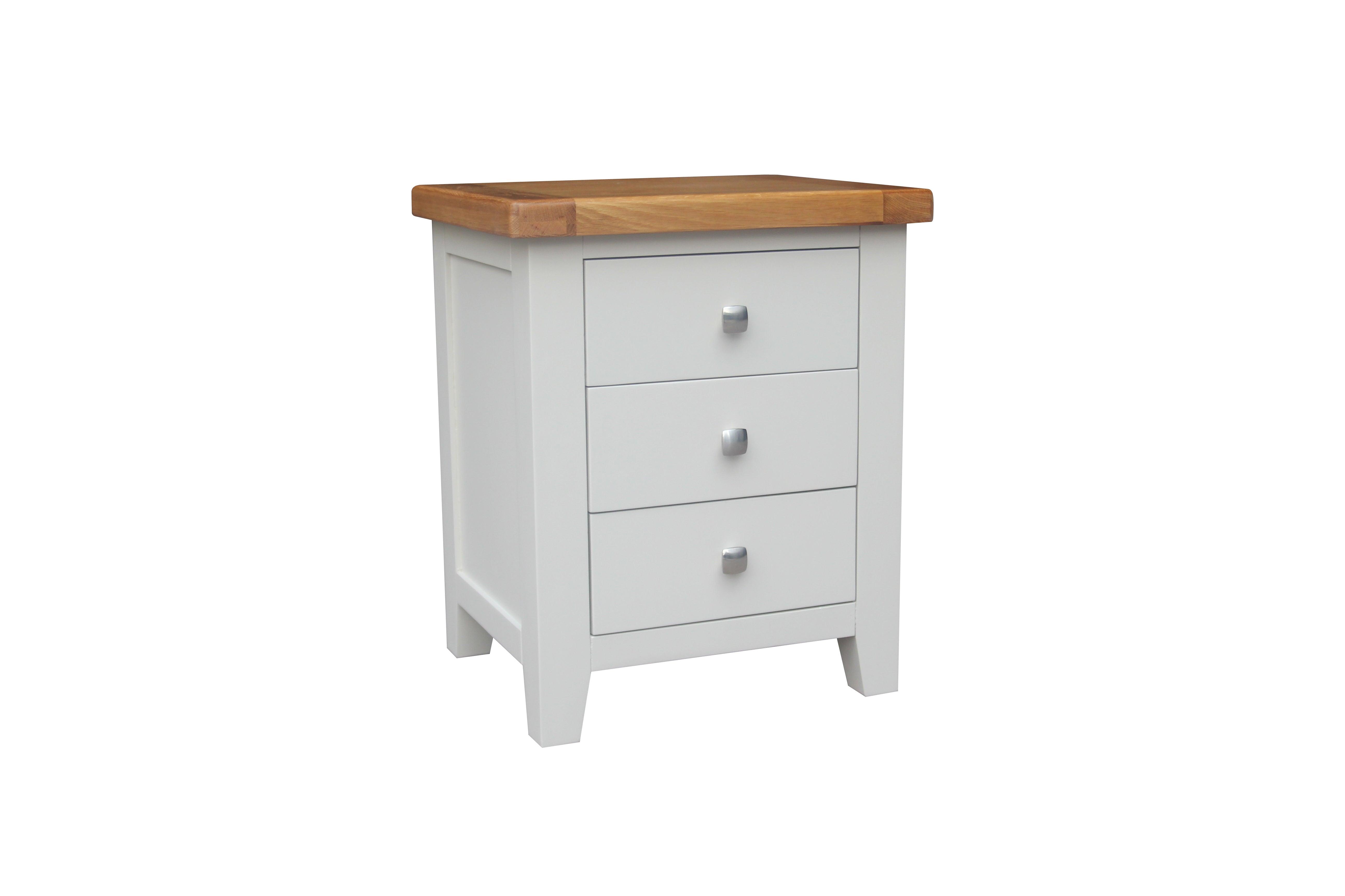 HAMPSHIRE BEDSIDE 3 DRAWER – GREY/OAK Quality Furniture Clearance Ltd