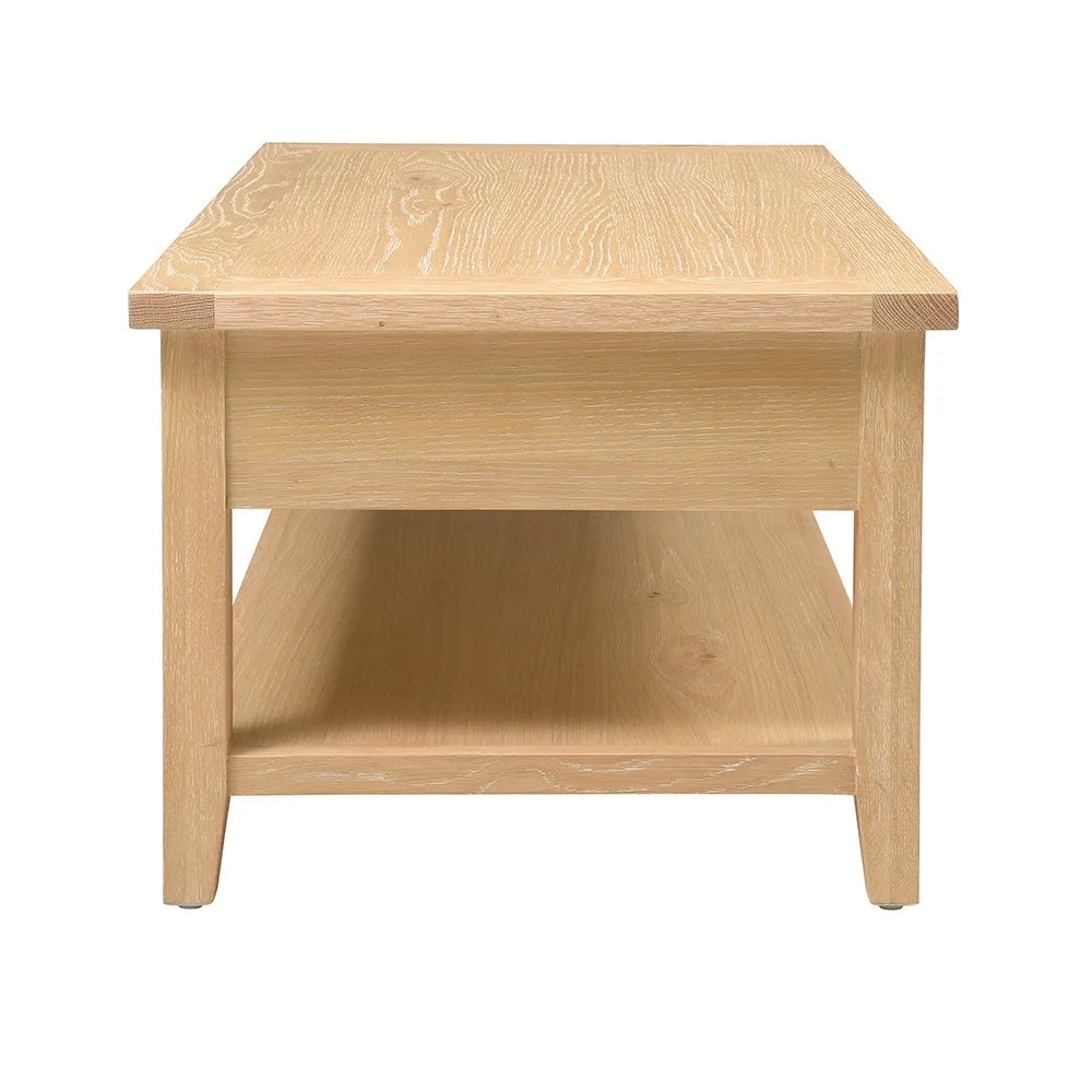 INGLESHAM WHITEWASH OAK Coffee Table With Drawers Quality Furniture Clearance Ltd