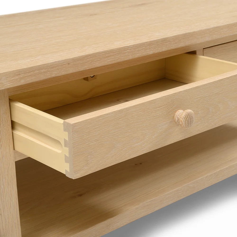 INGLESHAM WHITEWASH OAK Coffee Table With Drawers Quality Furniture Clearance Ltd