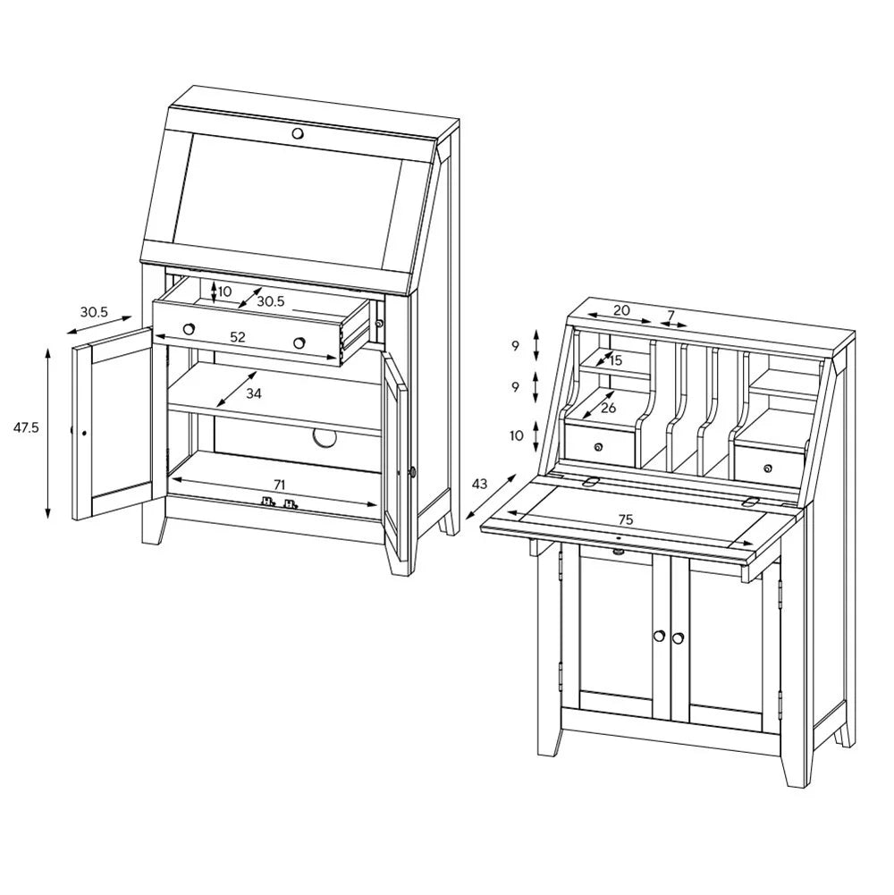 CHESTER DOVE GREY Writing Bureau Quality Furniture Clearance Ltd