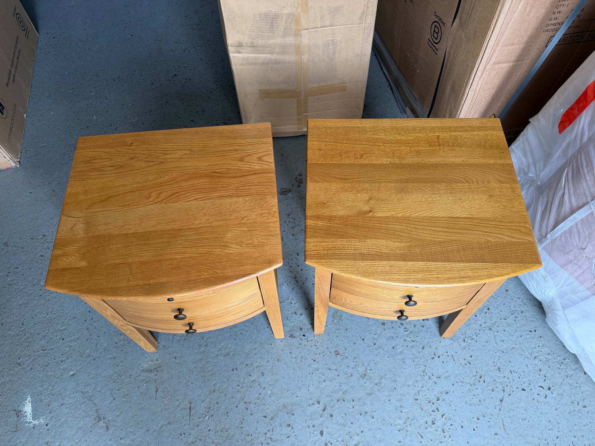 Set of 2 Winchcombe Oiled Oak 2 Drawer Bedside Table Quality Furniture Clearance Ltd