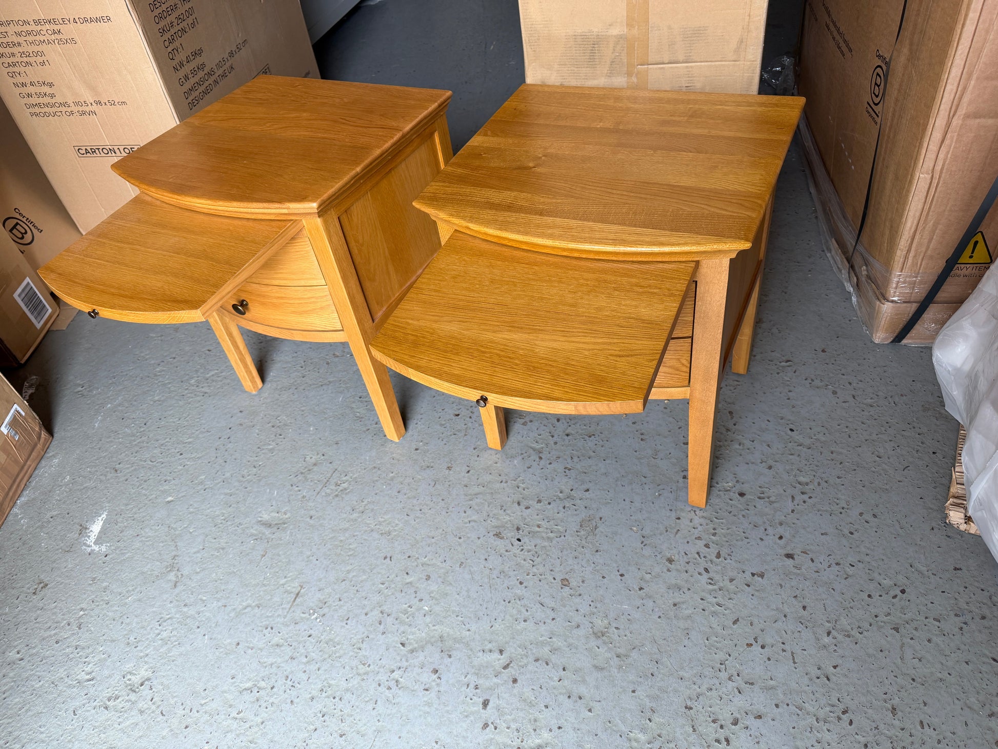 Set of 2 Winchcombe Oiled Oak 2 Drawer Bedside Table Quality Furniture Clearance Ltd