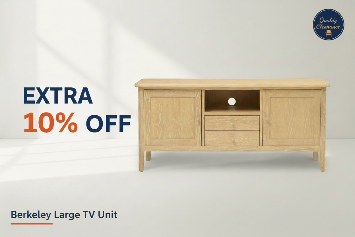 BERKELEY NORDIC OAK
Large TV Unit 60" Quality Furniture Clearance Ltd