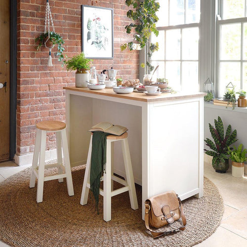 Portobello Cream Breakfast Bar Island with Stools Quality Furniture Clearance Ltd
