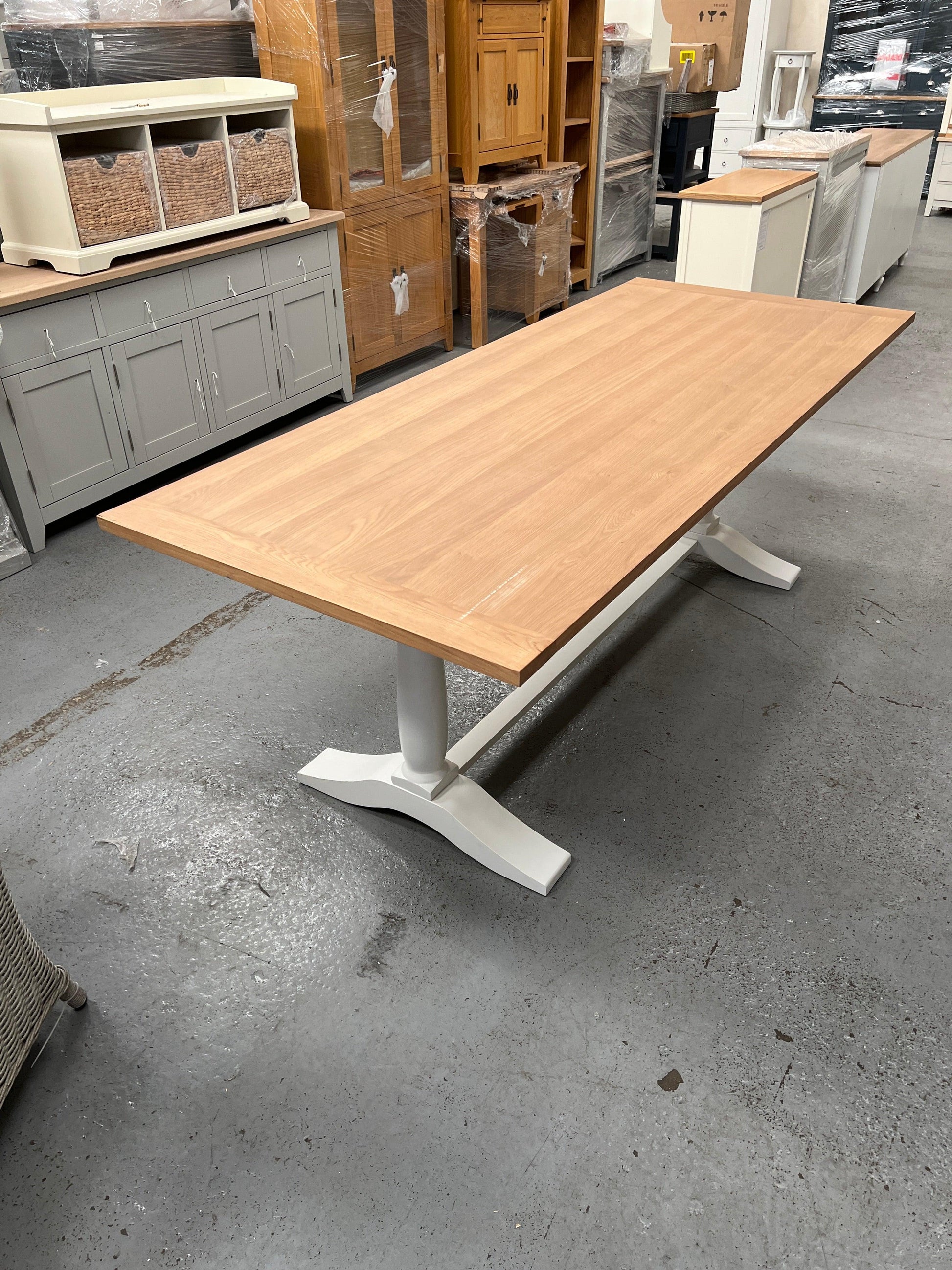 ELKSTONE PALE GREY 8 Seater Pedestal Dining Table Quality Furniture Clearance Ltd