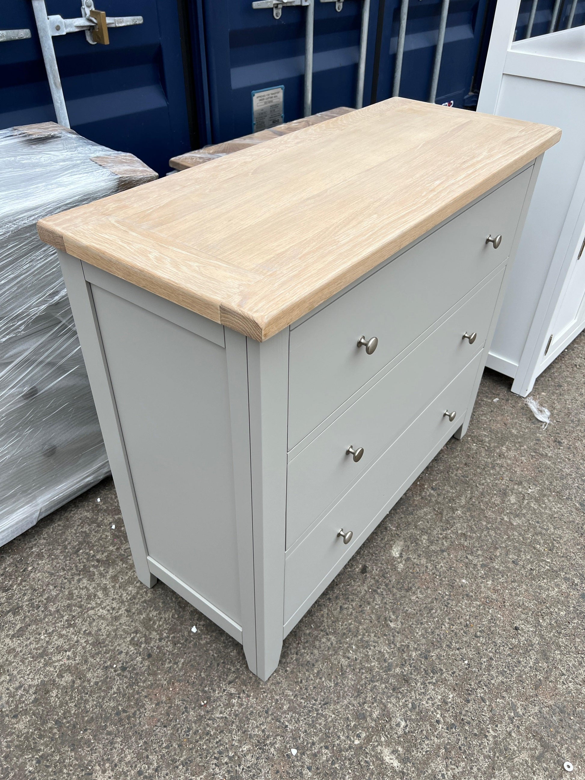 CHESTER DOVE GREY 3 Drawer Chest Quality Furniture Clearance Ltd