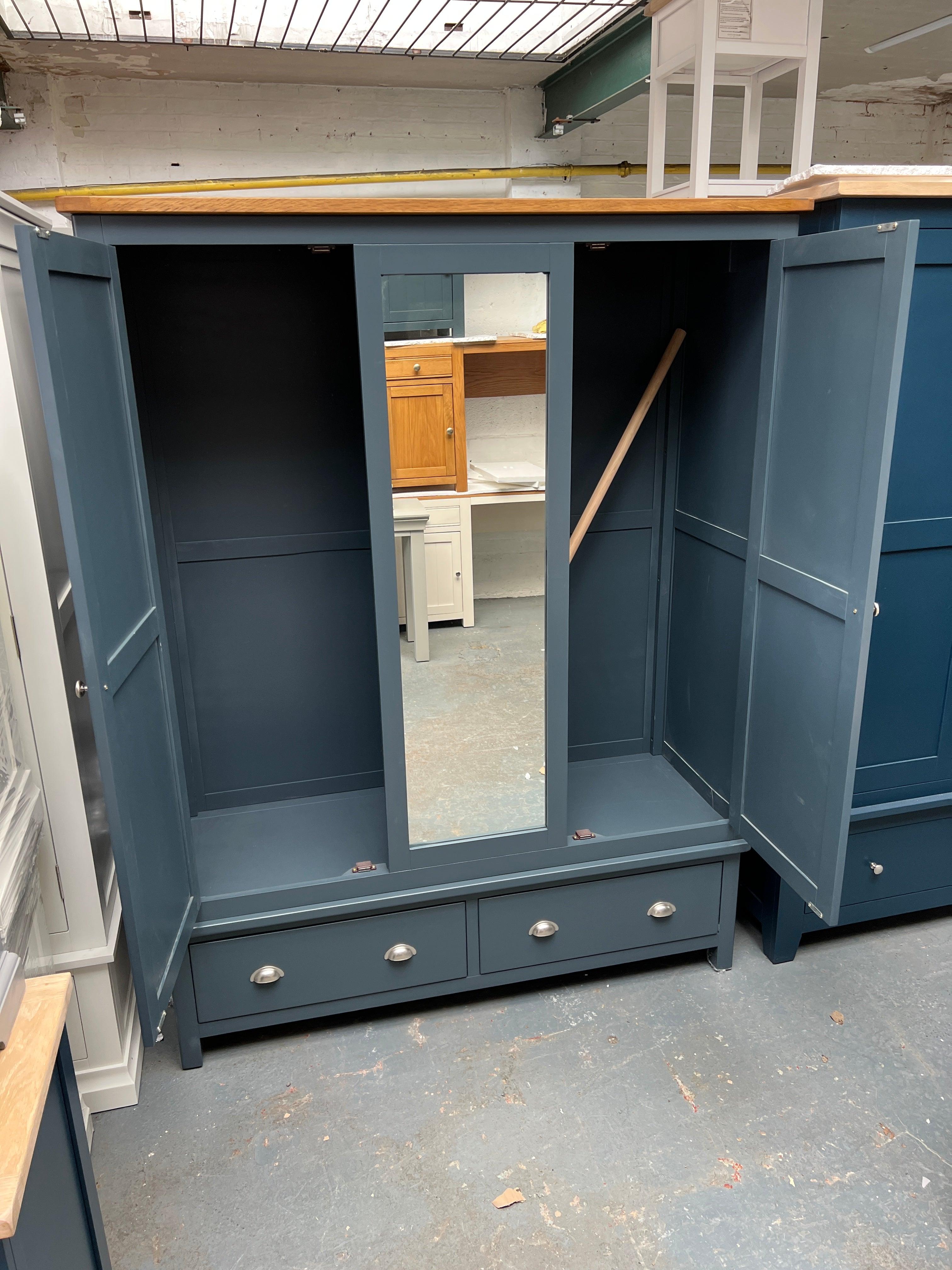 WESTCOTE INKY BLUE Triple Wardrobe Quality Furniture Clearance Ltd
