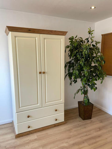 HARTFORD GENTS DOUBLE WARDROBE – IVORY /PINE furniture delivered 