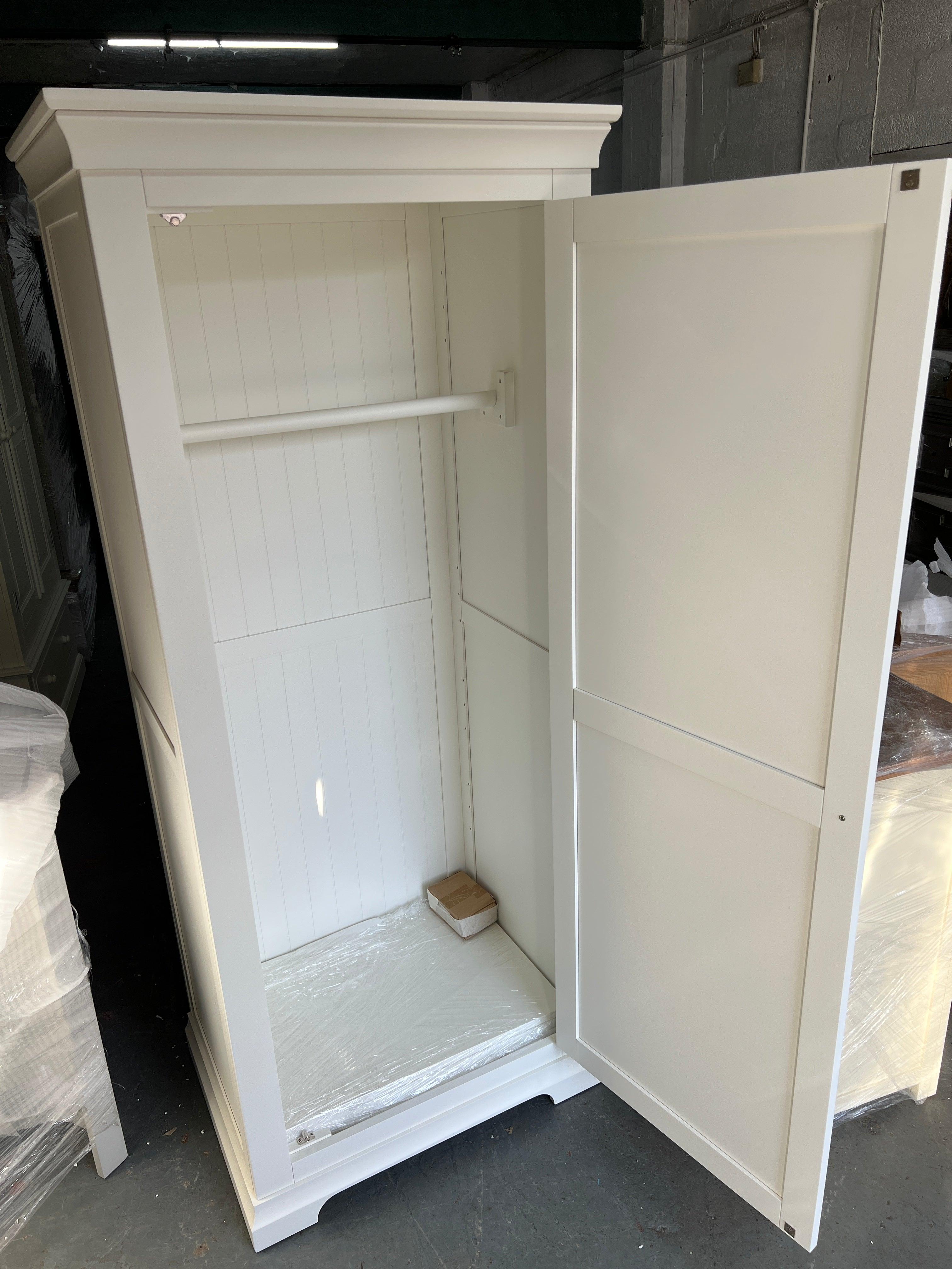 Chantilly Warm White Single Wardrobe Quality Furniture Clearance Ltd