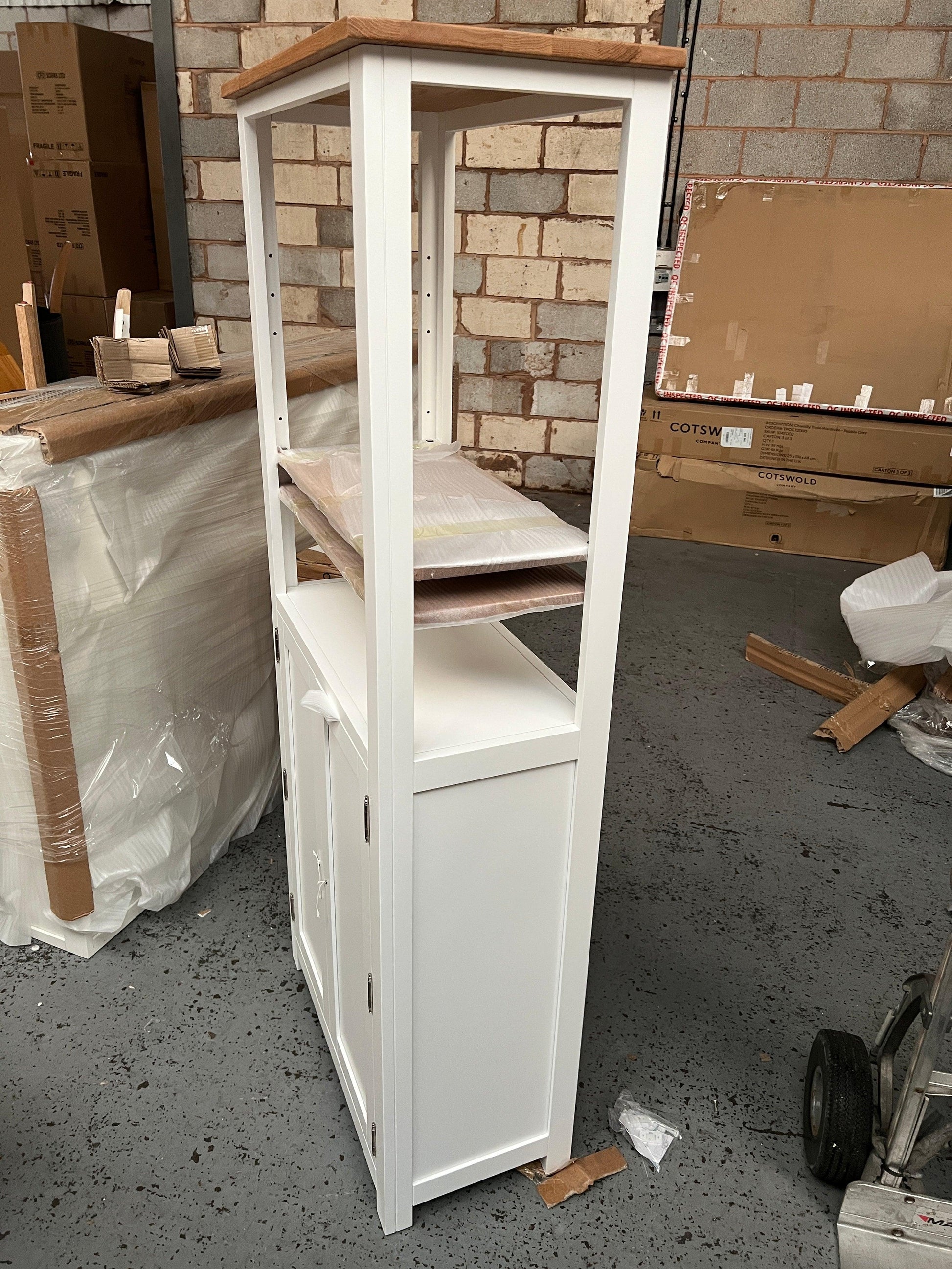 CHATSWORTH PURE WHITE Double Open Tall Boy Quality Furniture Clearance Ltd