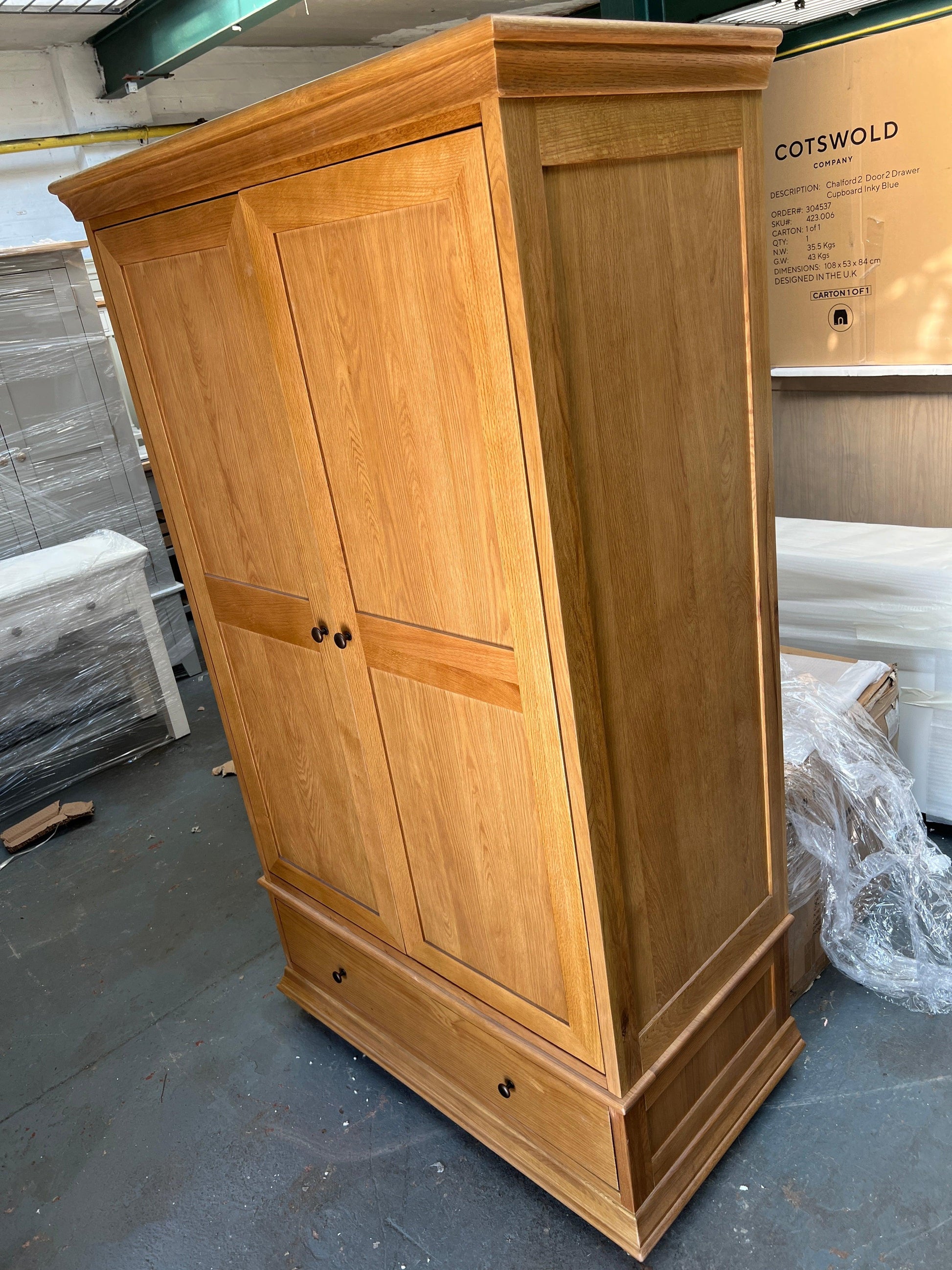 Winchcombe Oiled Oak Double Wardrobe Quality Furniture Clearance Ltd