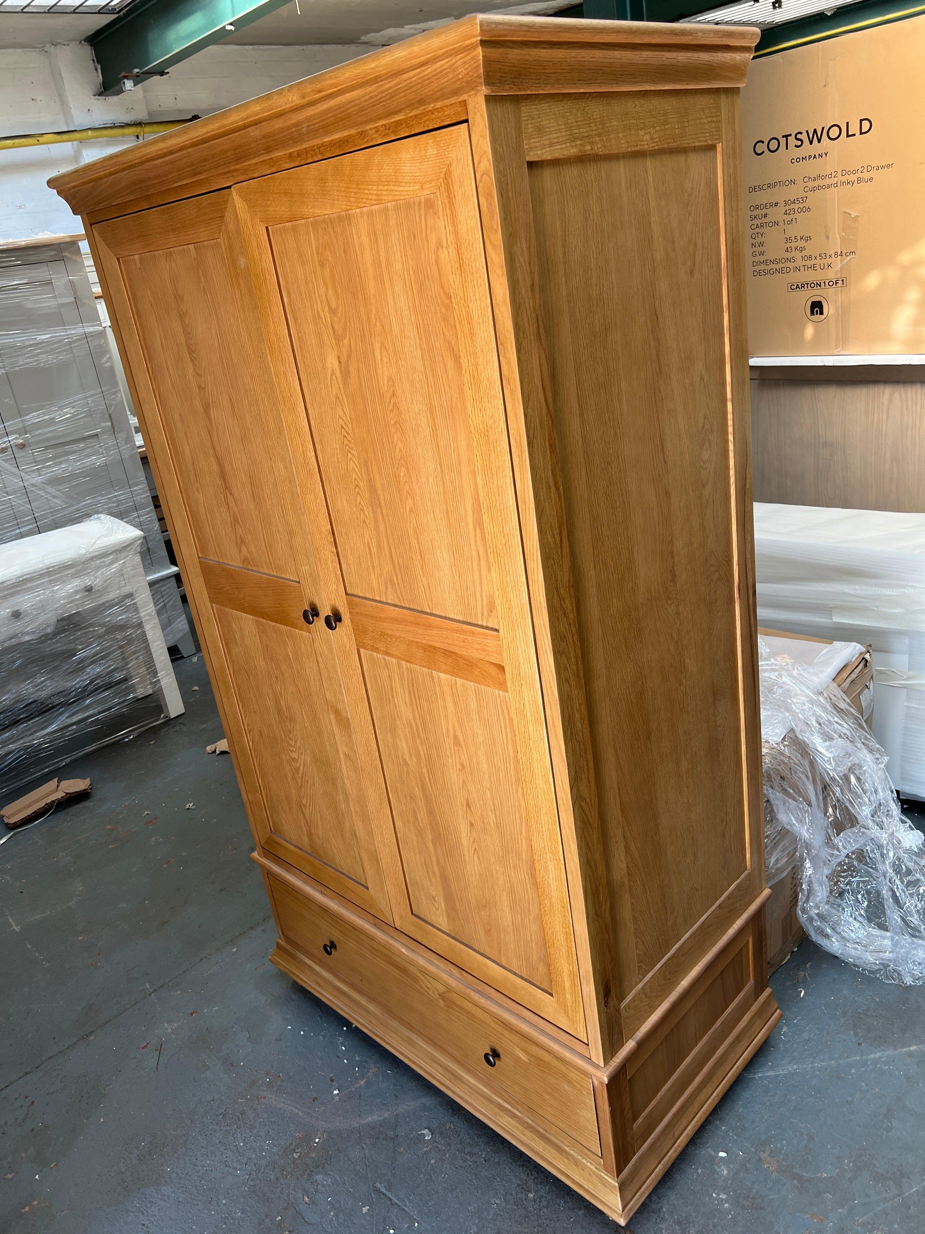 Winchcombe Oiled Oak Double Wardrobe Quality Furniture Clearance Ltd