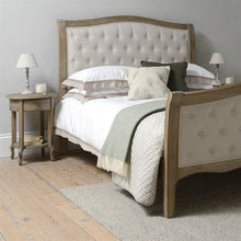 Load image into Gallery viewer, Camille Limewash Oak Buttoned 5ft Kingsize Bed Quality Furniture Clearance Ltd
