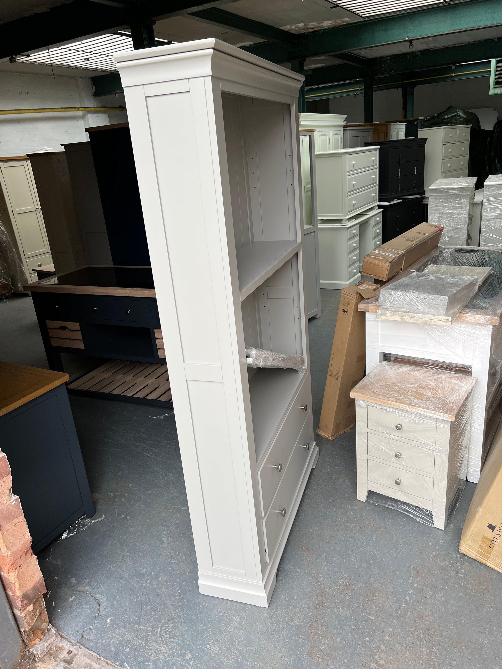 Pebble Grey Large Bookcase furniture delivered 