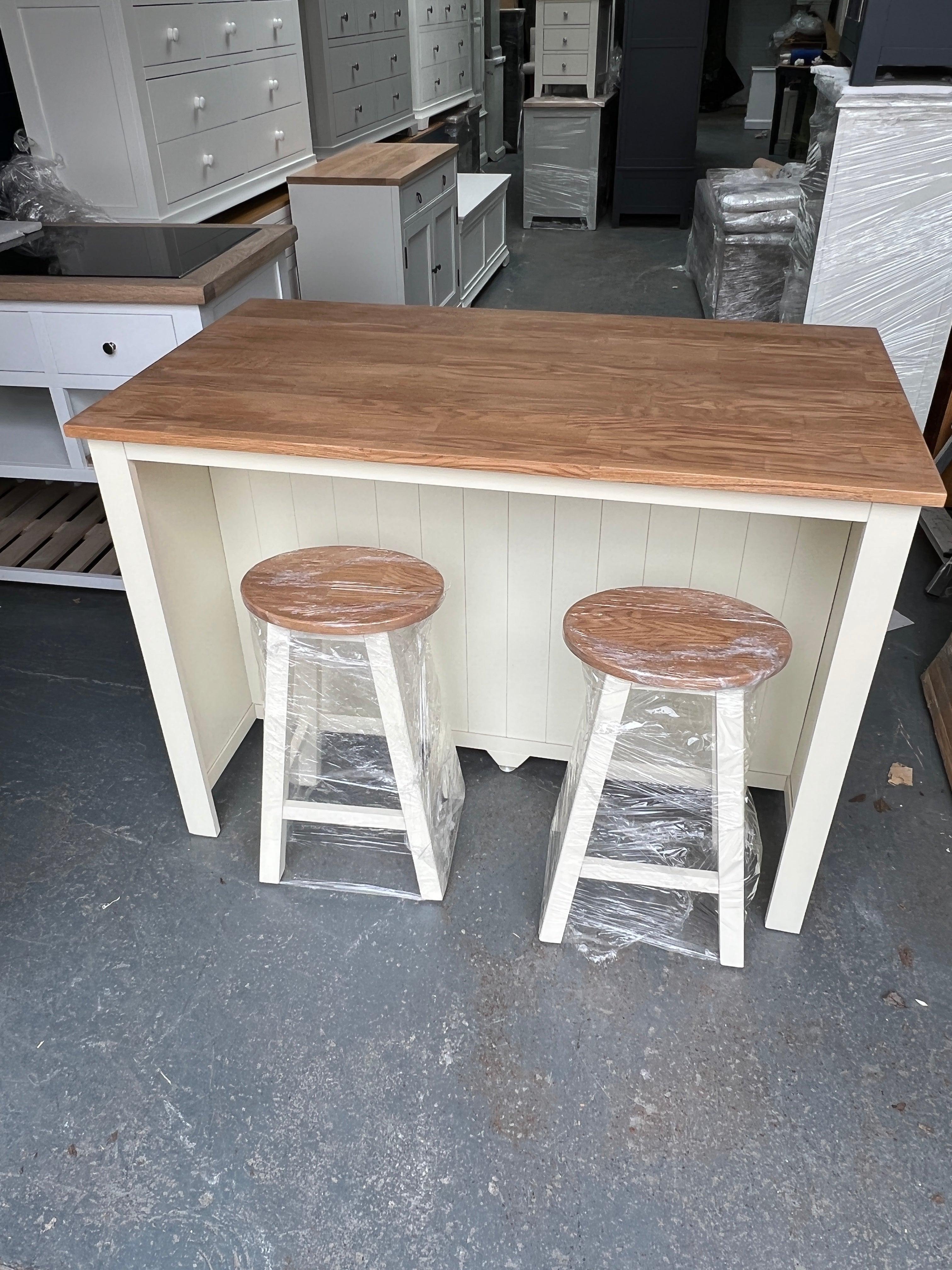 Portobello Cream Breakfast Bar Island with Stools furniture delivered 