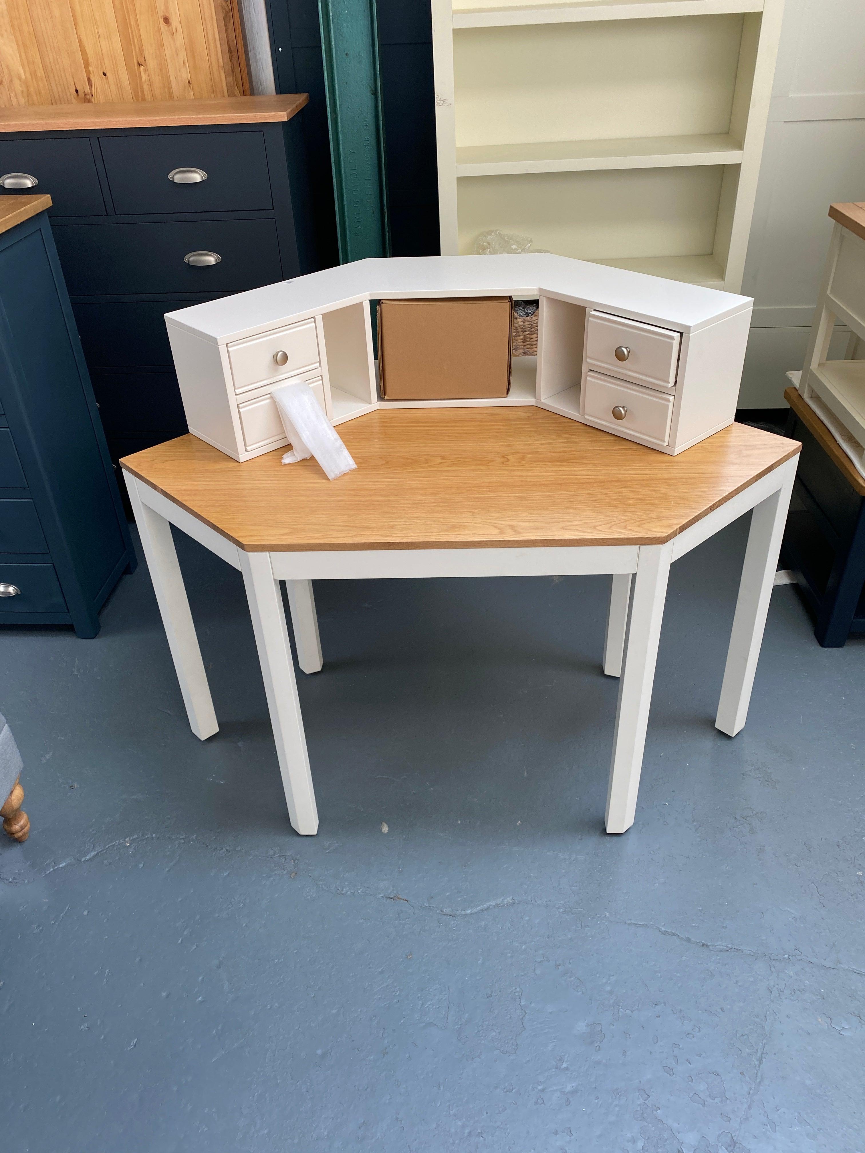 Warm White Corner Desk with Topper - furniture delivered 