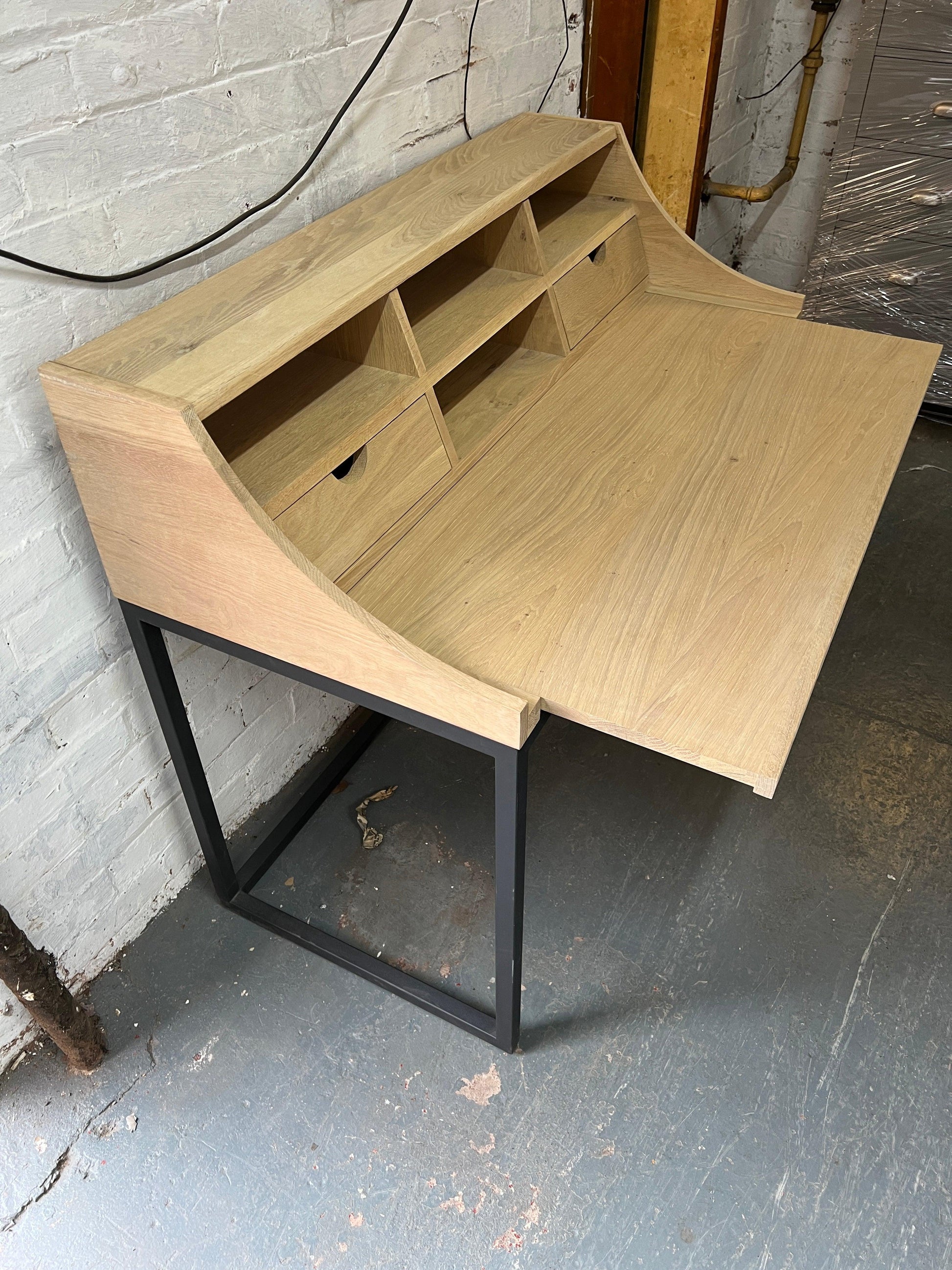 Metal and Raw Oak Extending Desk furniture delivered 