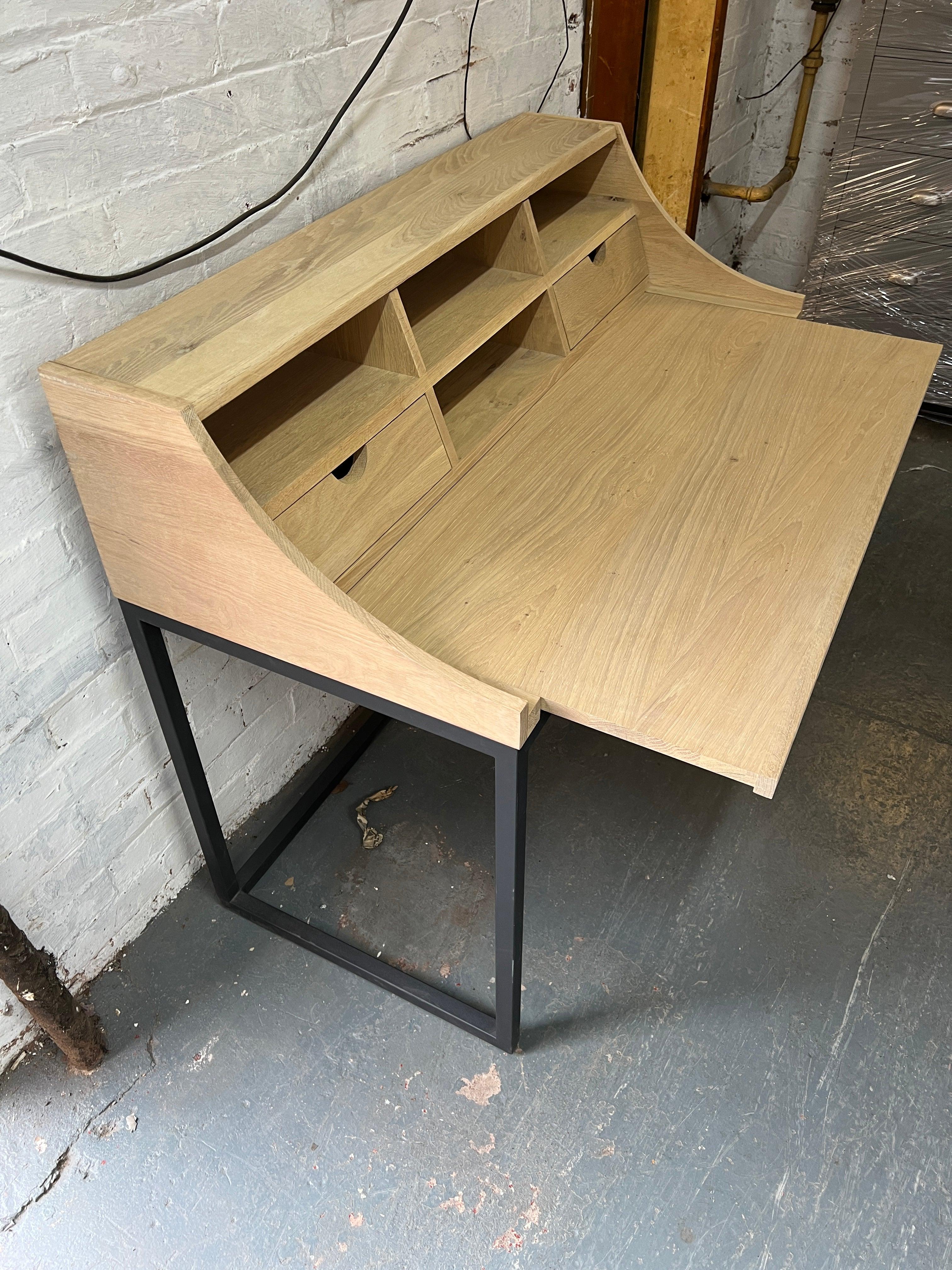 Metal and Raw Oak Extending Desk furniture delivered 