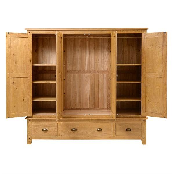 OAKLAND RUSTIC OAK New Four Door Wardrobe Quality Furniture Clearance Ltd