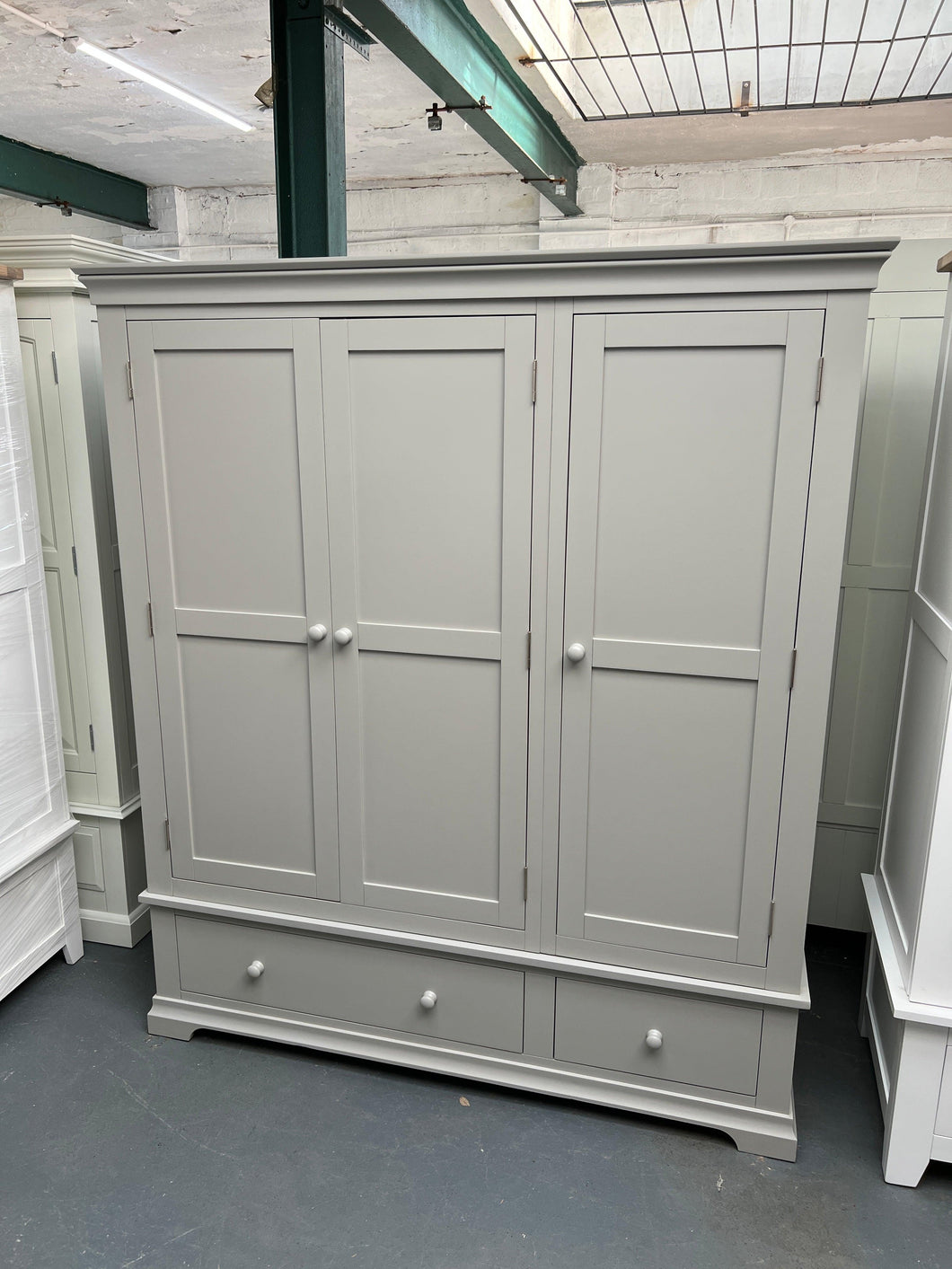 Chantilly Pebble Grey Triple Wardrobe furniture delivered 