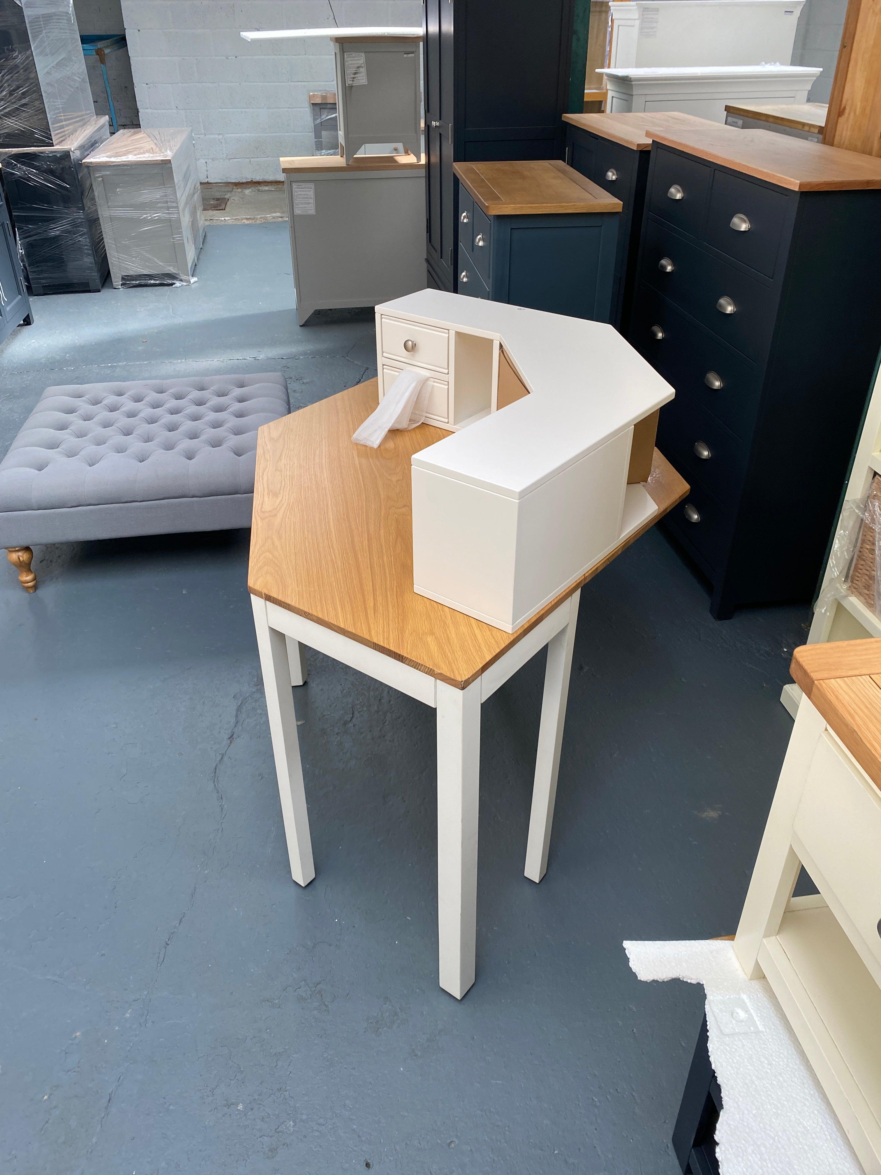 Warm White Corner Desk with Topper - furniture delivered 