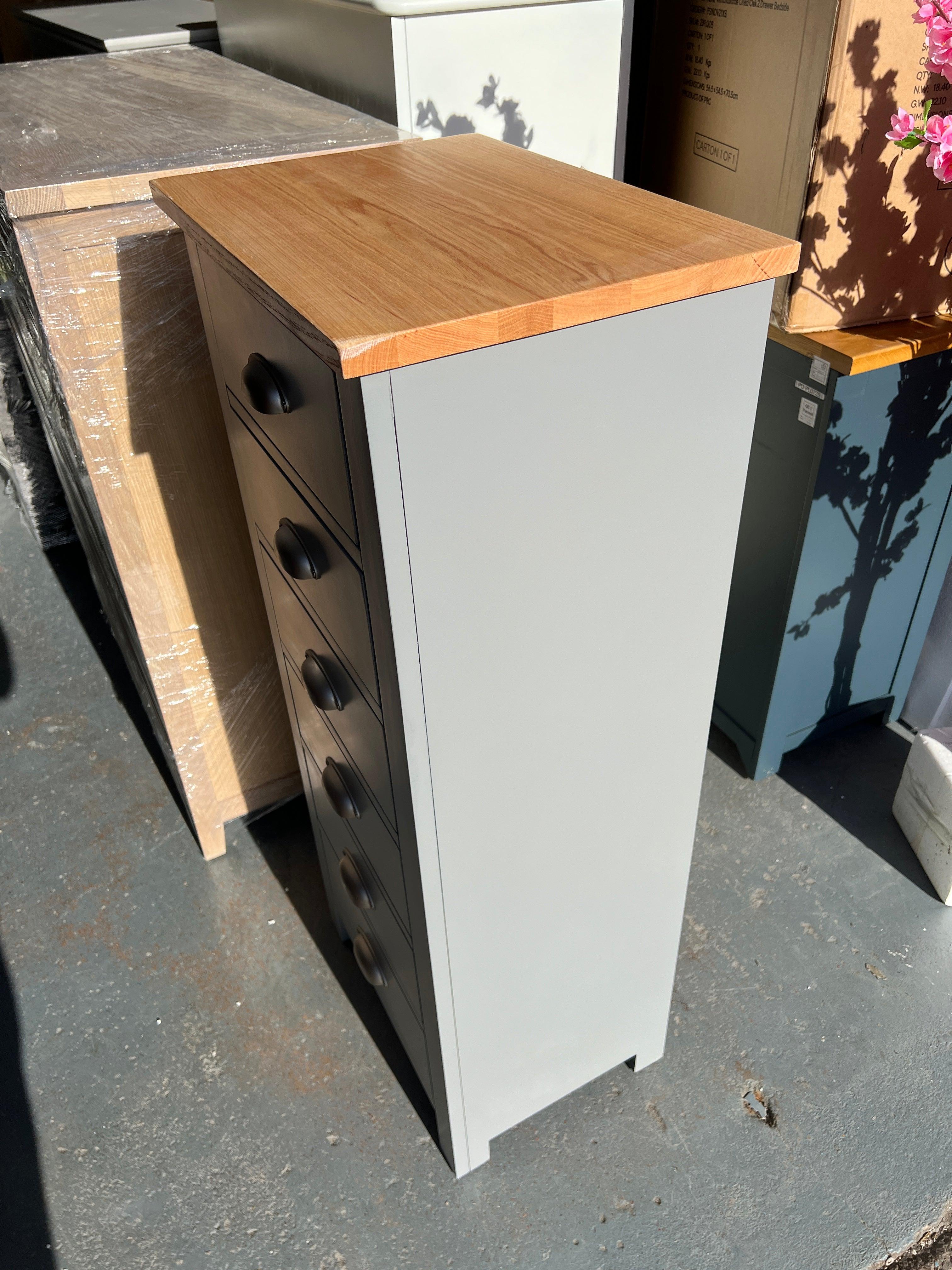 Storm Grey 6 Drawer Tall Chest. furniture delivered 