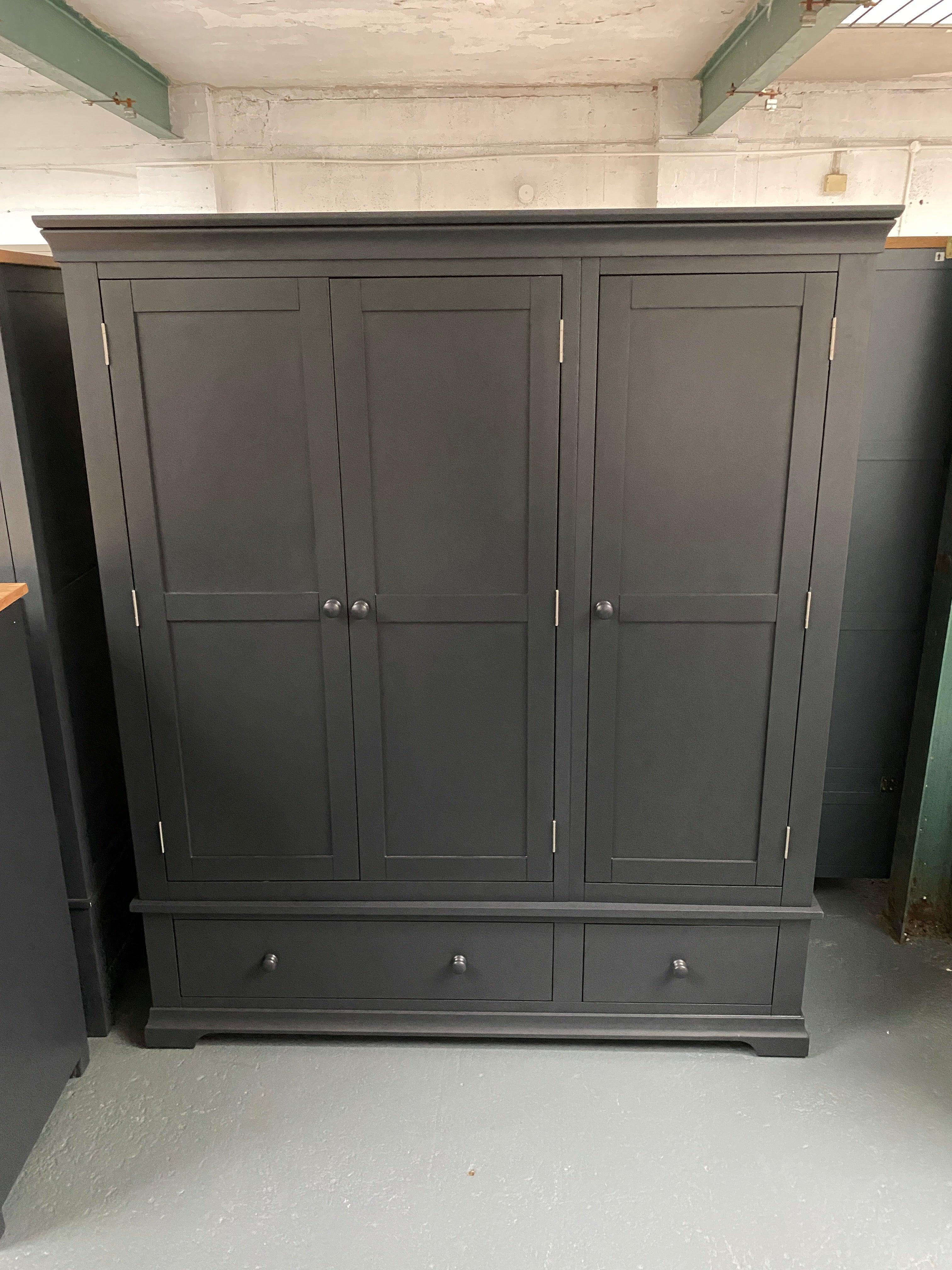 Chantilly Dusky Black Triple Wardrobe Quality Furniture Clearance Ltd
