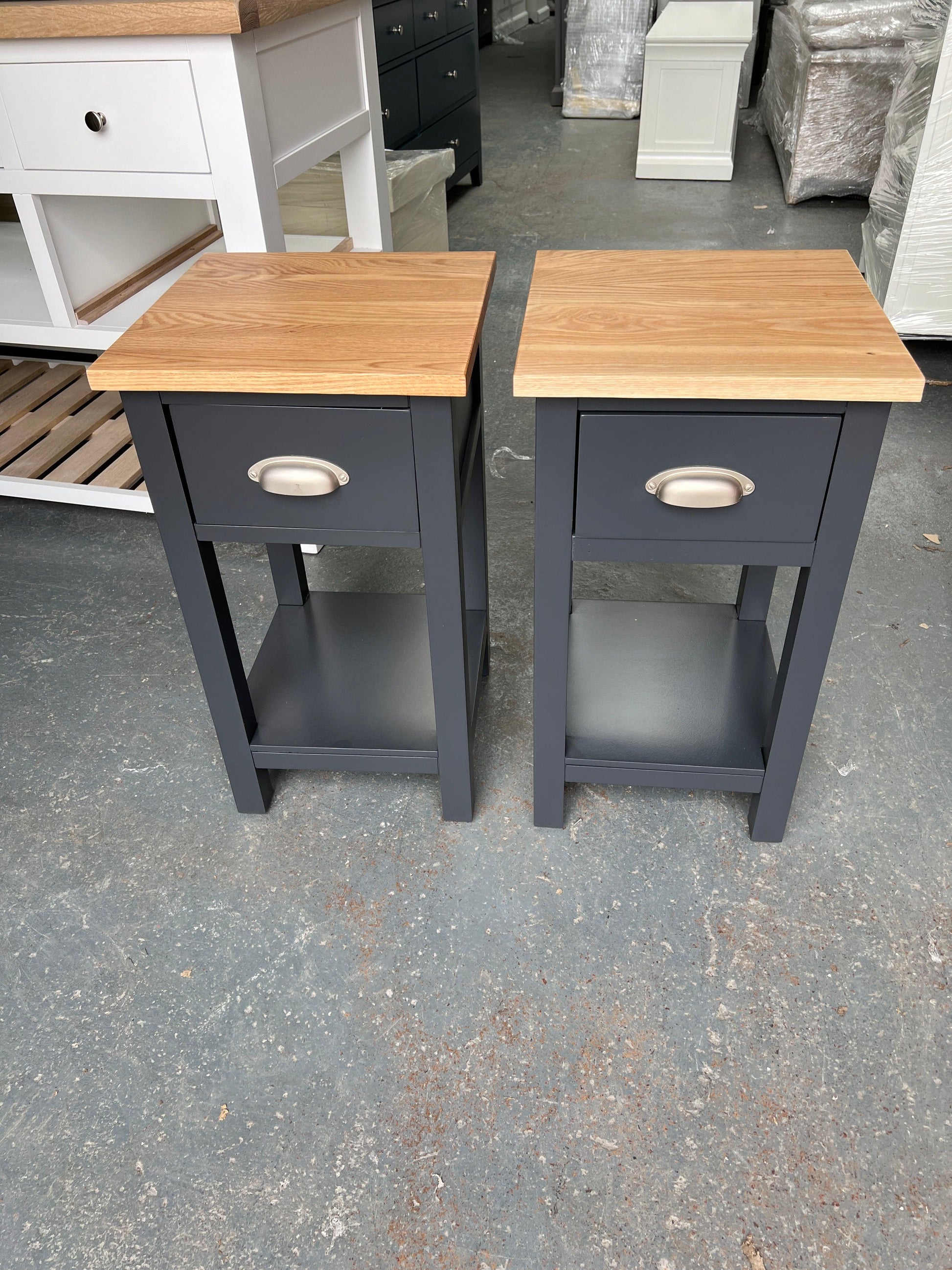 set of 2 Charcoal Petite 1 Drawer Bedside Tables Quality Furniture Clearance Ltd