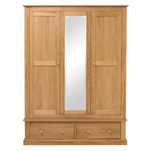 Load image into Gallery viewer, Appleby Light Oak Triple Wardrobe with Mirror Quality Furniture Clearance Ltd
