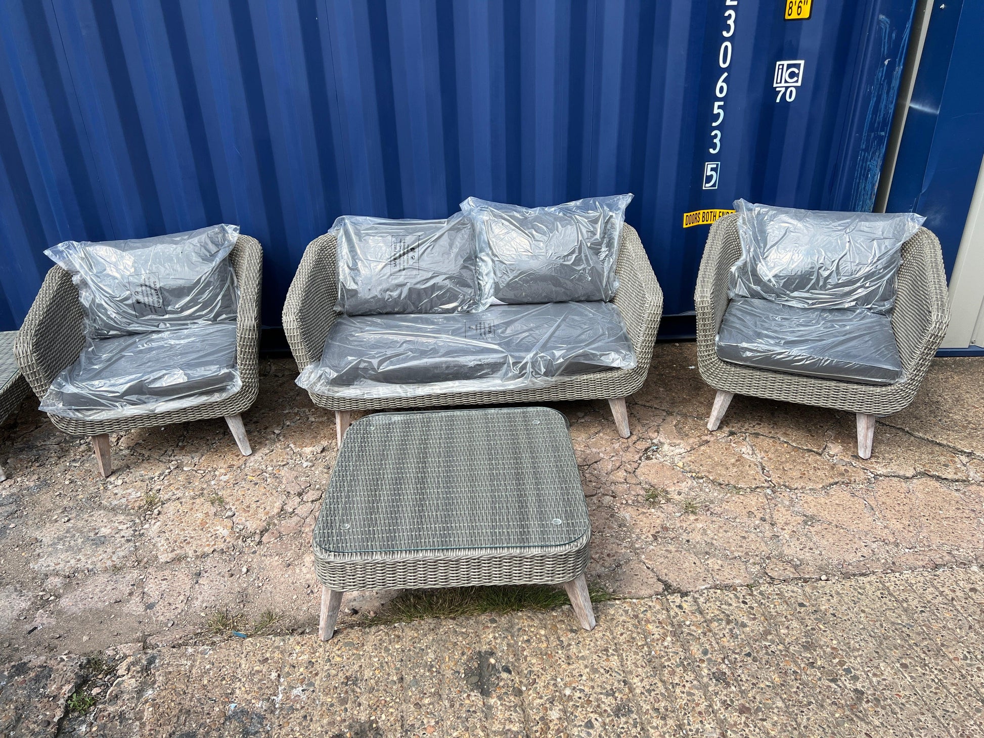 Rattan Cerney 4 Piece Lounge Set - Grey Quality Furniture Clearance Ltd