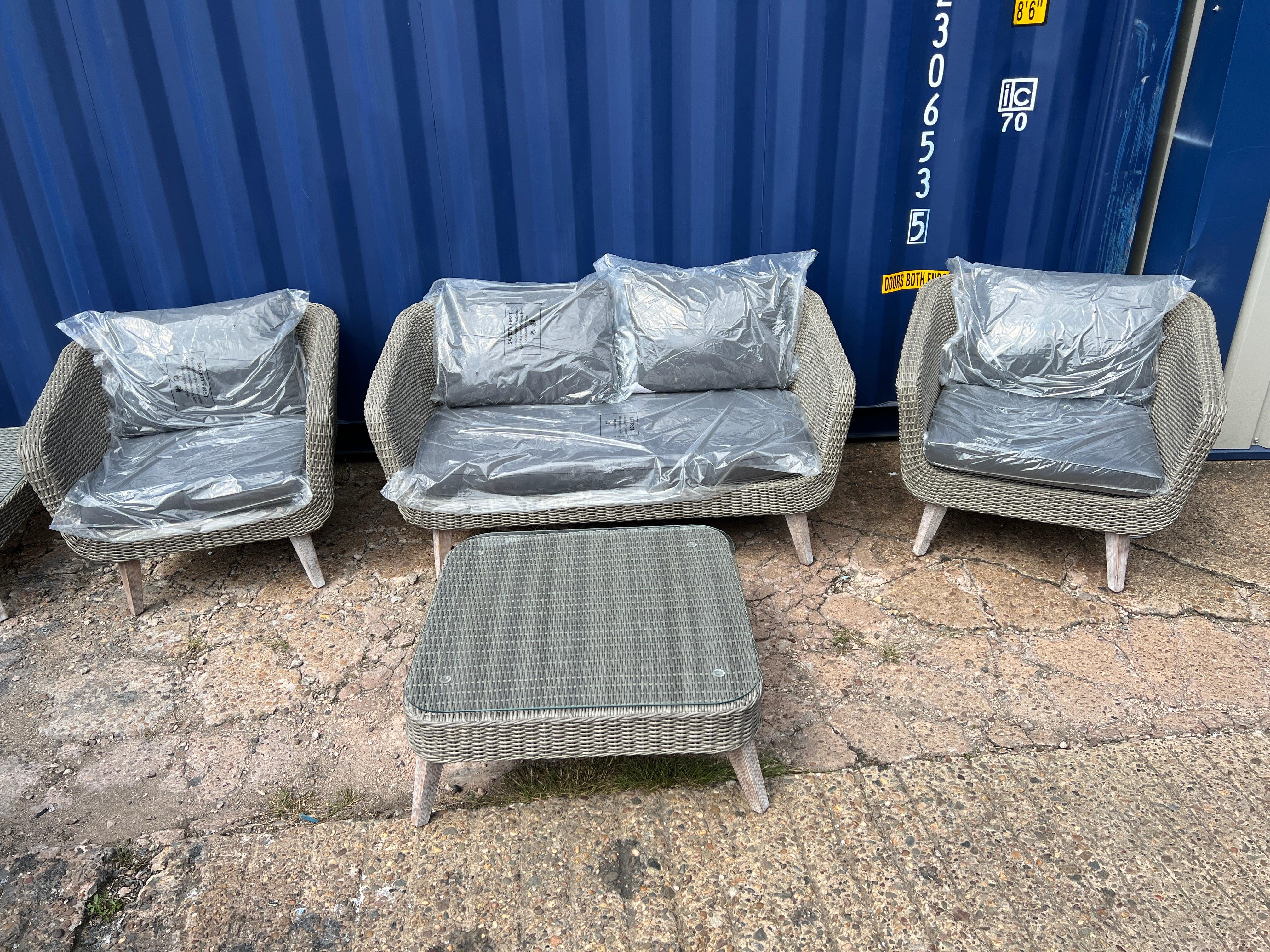Rattan Cerney 4 Piece Lounge Set - Grey Quality Furniture Clearance Ltd