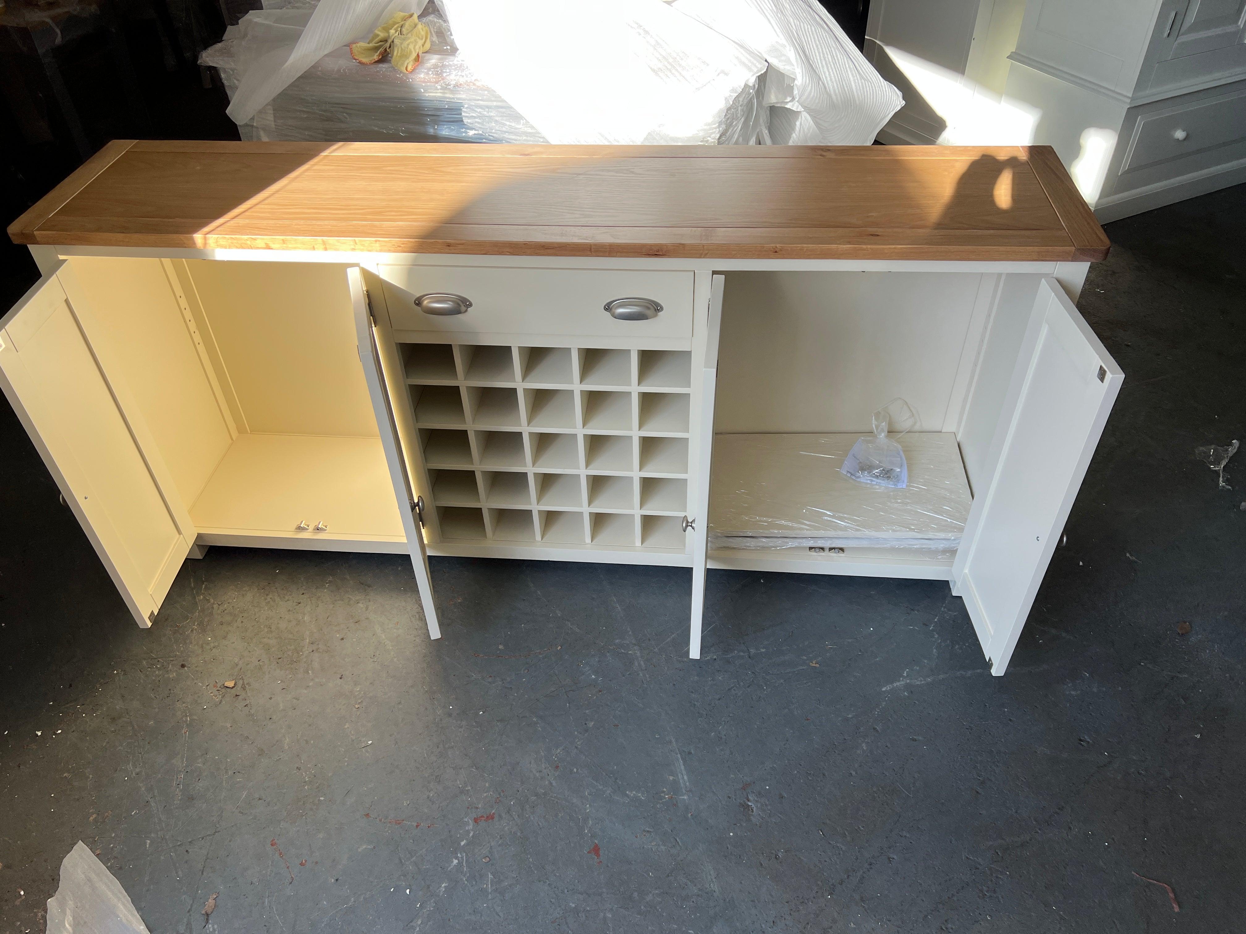 Sussex Cotswold Cream Extra Large Sideboard with Wine Rack Quality Furniture Clearance Ltd
