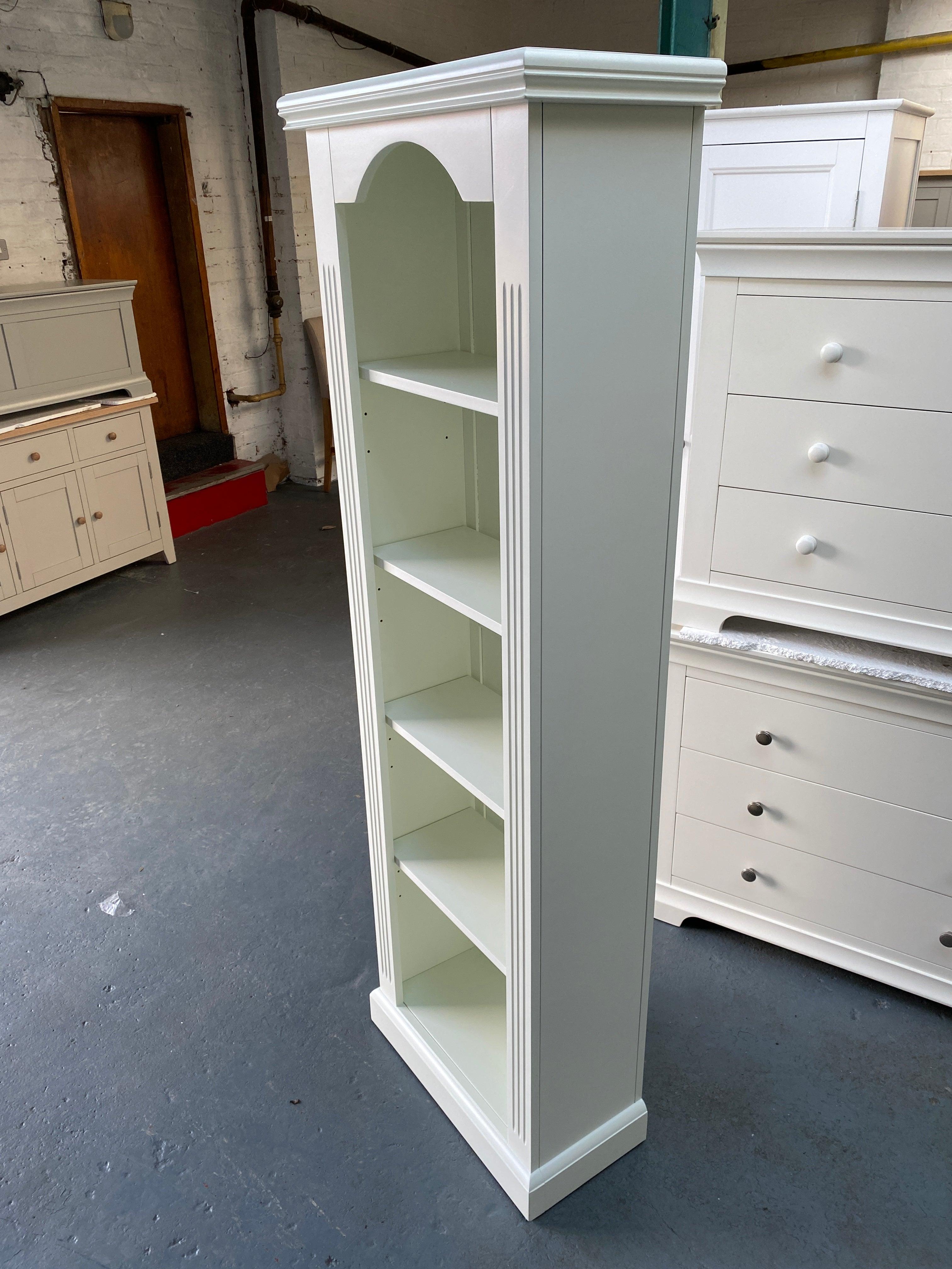 Soft White Tall Slim Bookcase - furniture delivered 