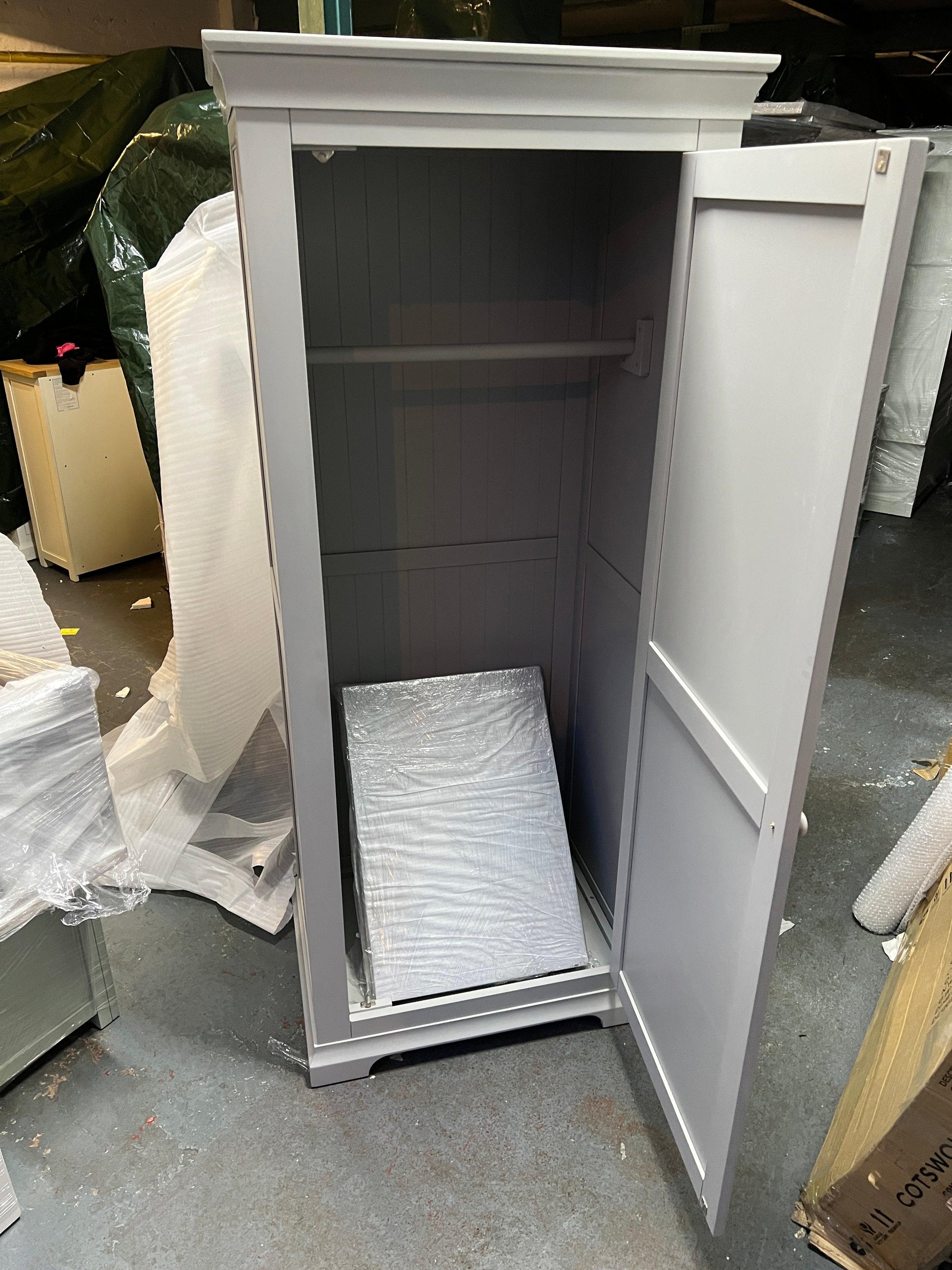 Chantilly Pebble Grey Single Wardrobe Quality Furniture Clearance Ltd