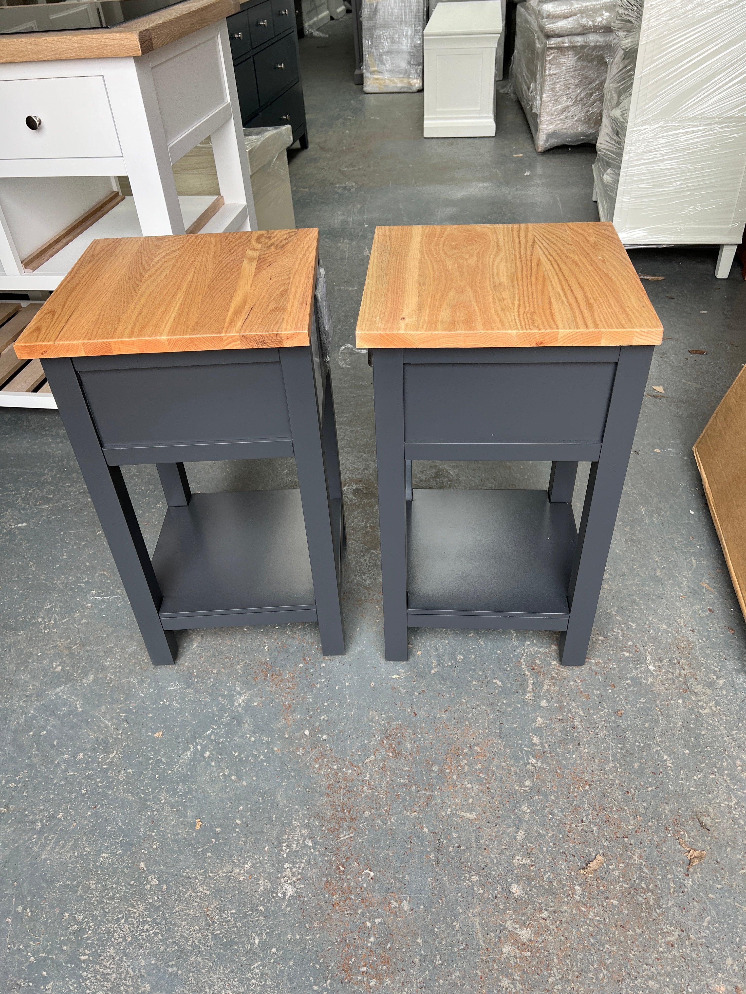 set of 2 Charcoal Petite 1 Drawer Bedside Tables Quality Furniture Clearance Ltd