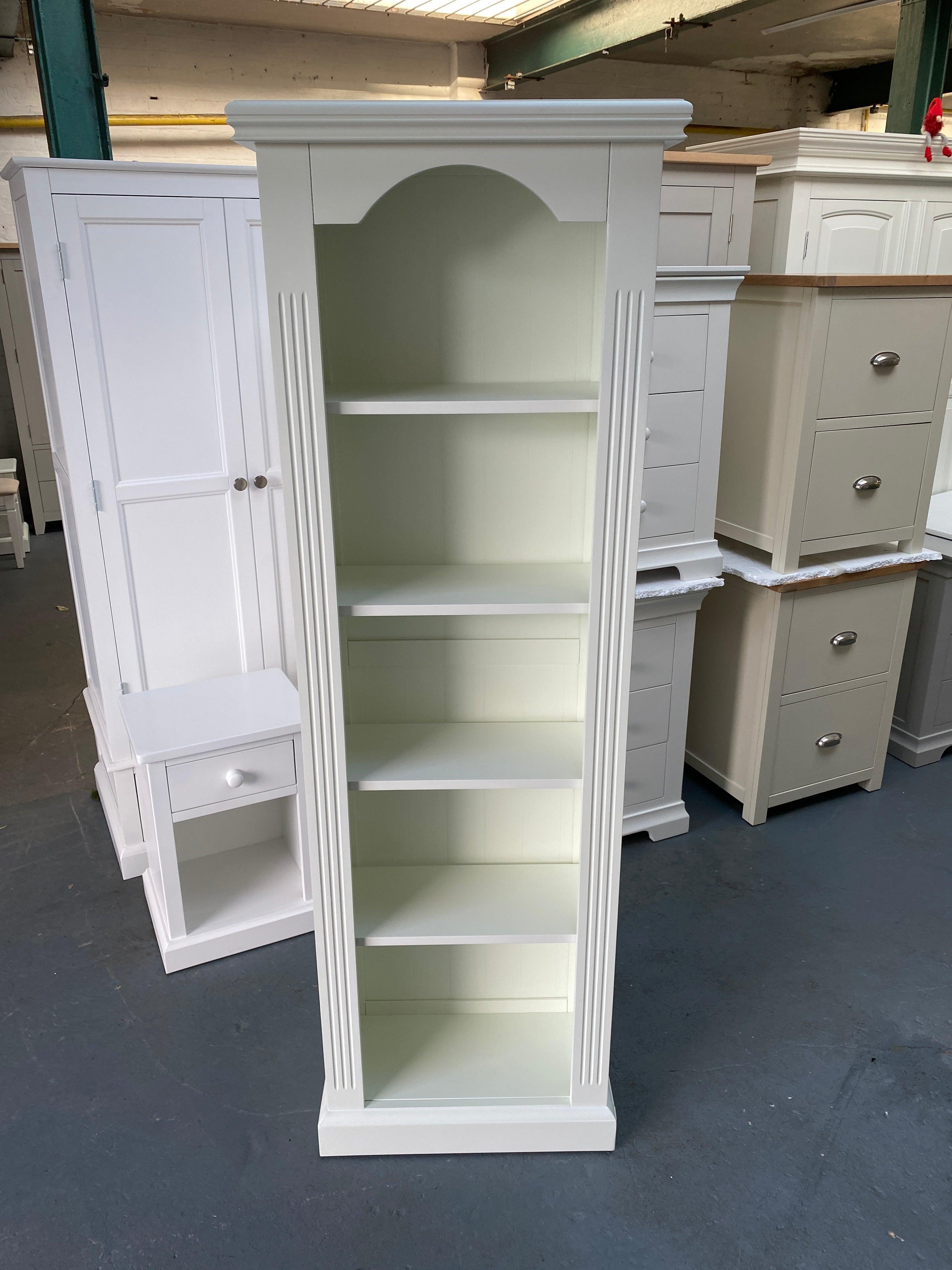 Soft White Tall Slim Bookcase - furniture delivered 