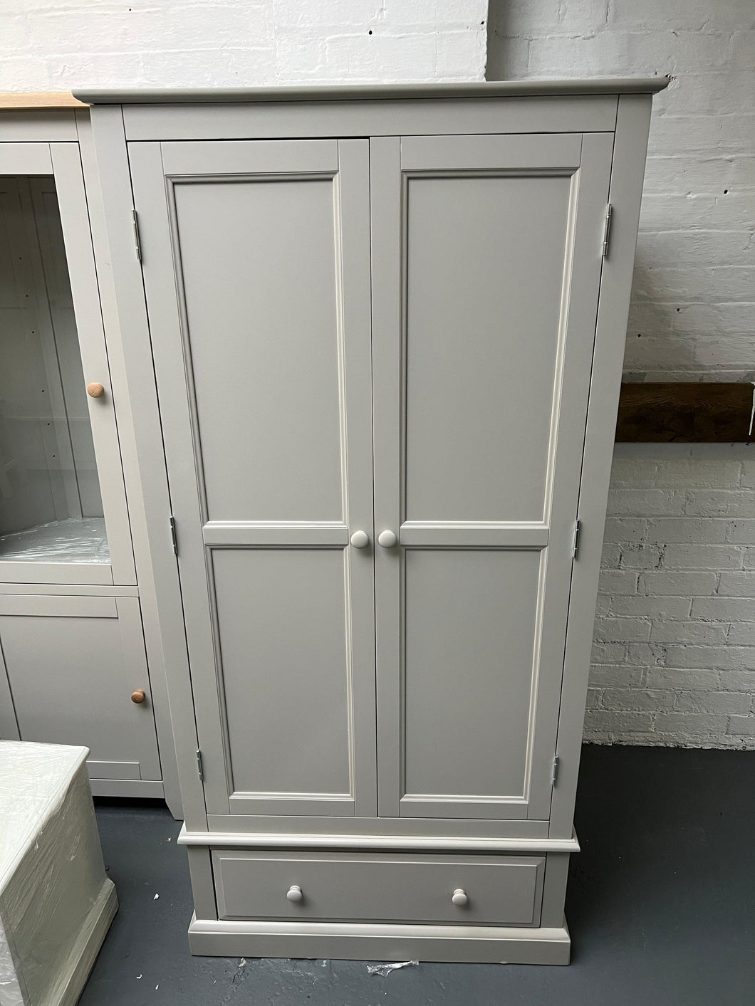 Pensham Dove Grey Narrow Double Wardrobe. furniture delivered 