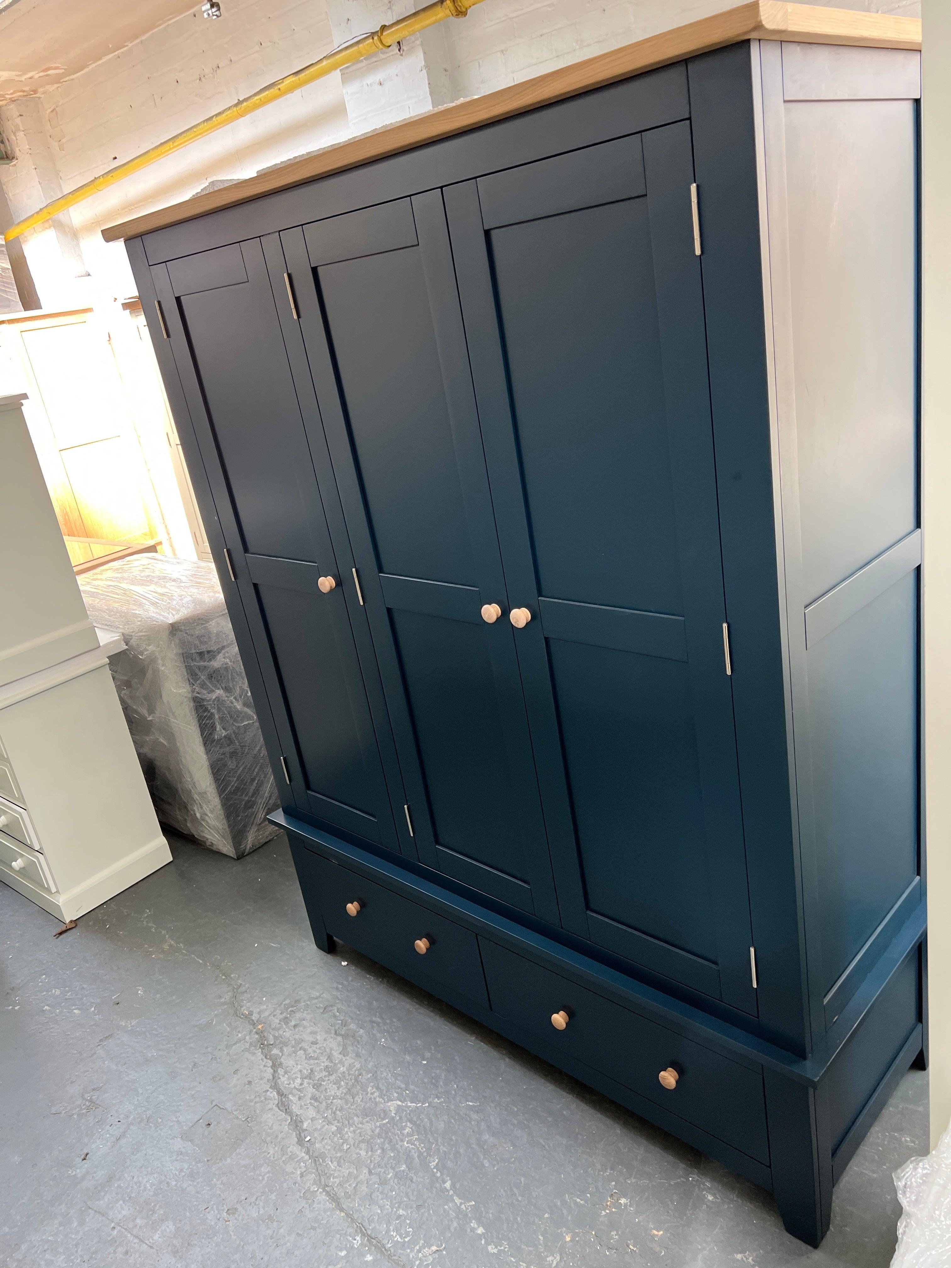 Chester Midnight Blue Triple Wardrobe furniture delivered 