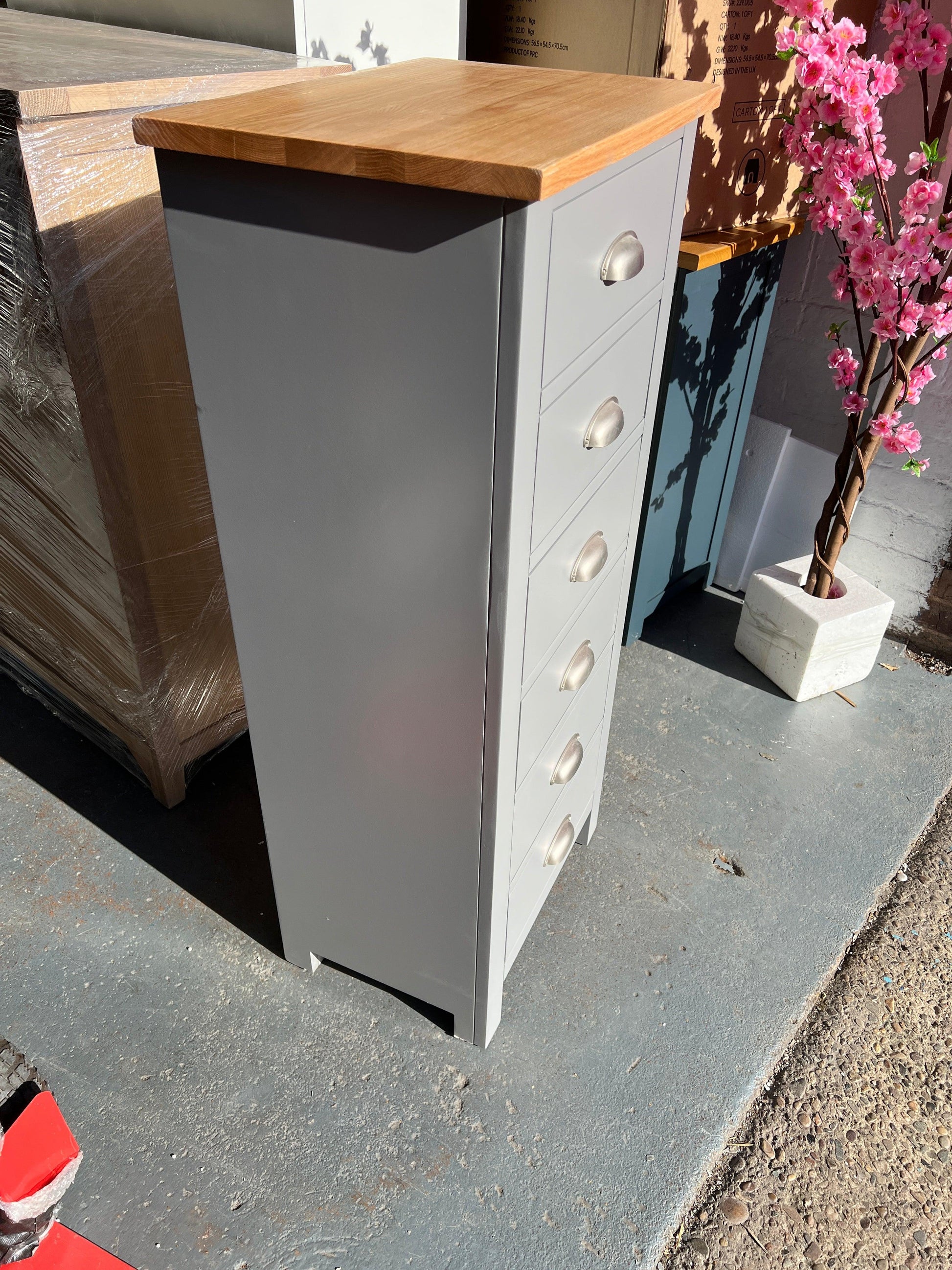 Storm Grey 6 Drawer Tall Chest. furniture delivered 