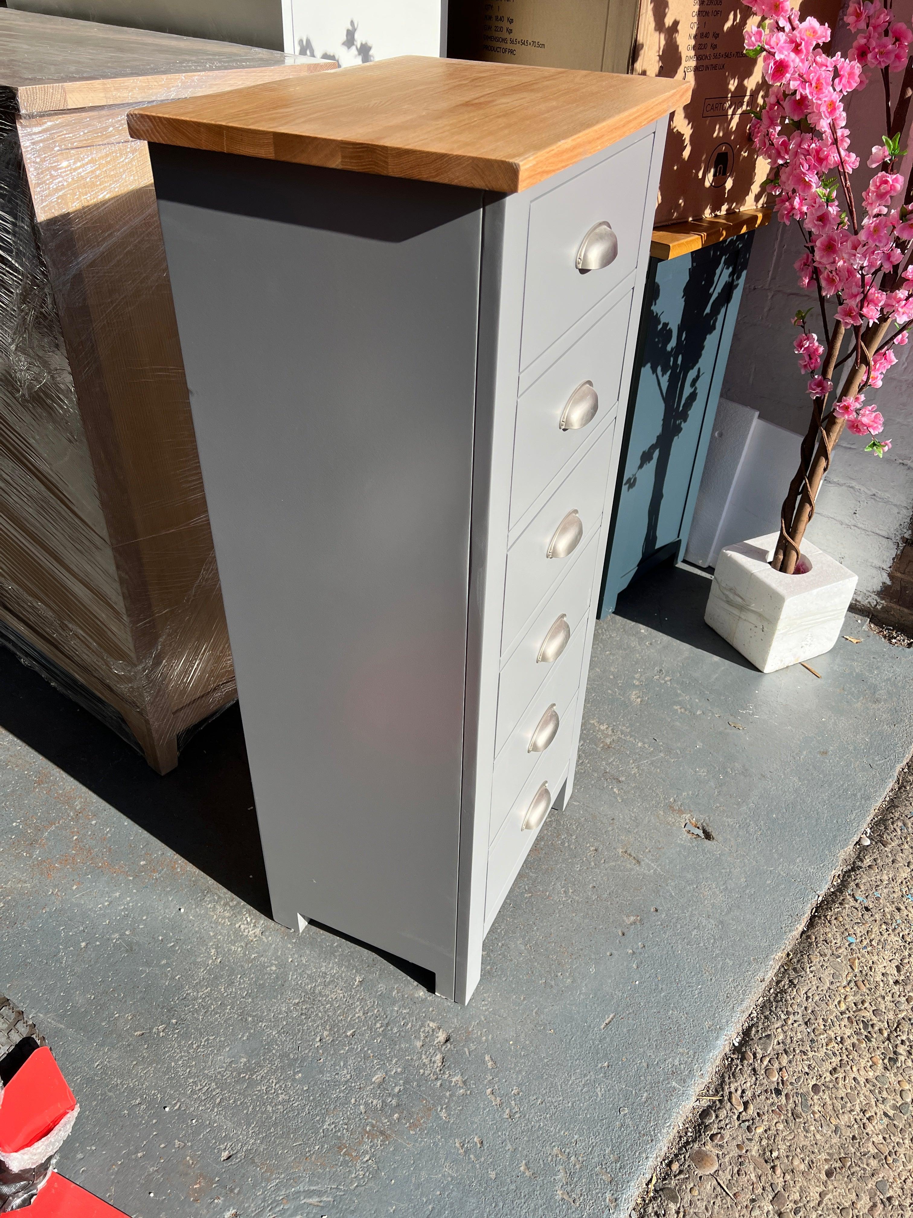 Storm Grey 6 Drawer Tall Chest. furniture delivered 