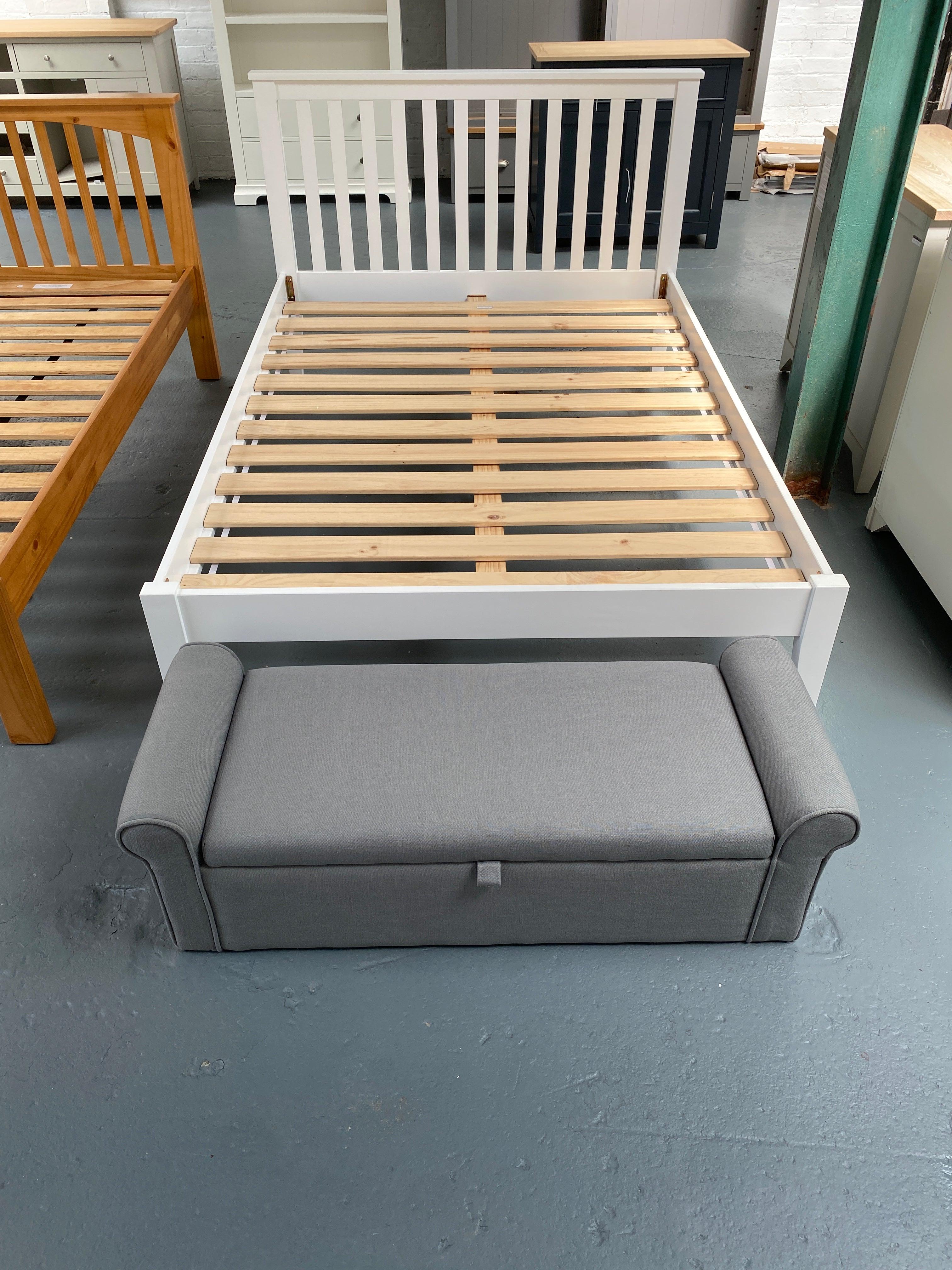 Winged Blanket Box - Grey Linen furniture delivered 