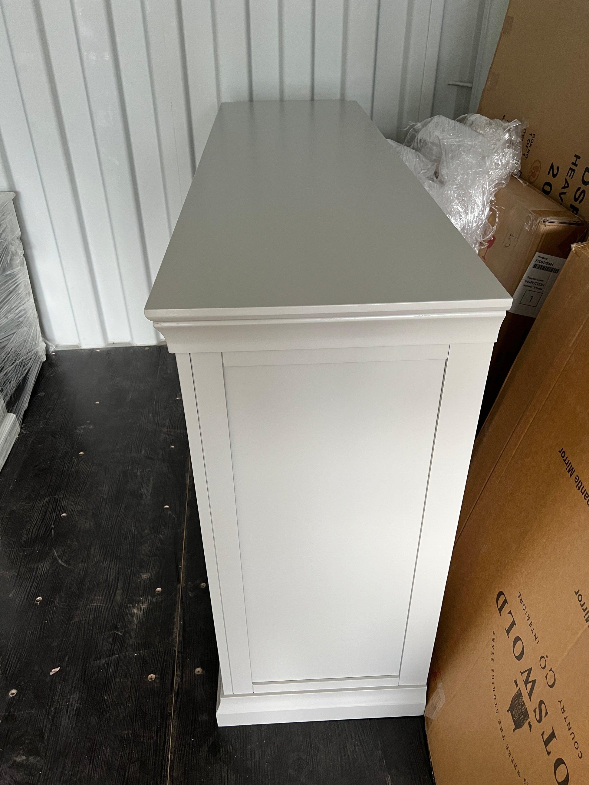 Chantilly Pebble Grey Wide 9 Drawer Chest. furniture delivered