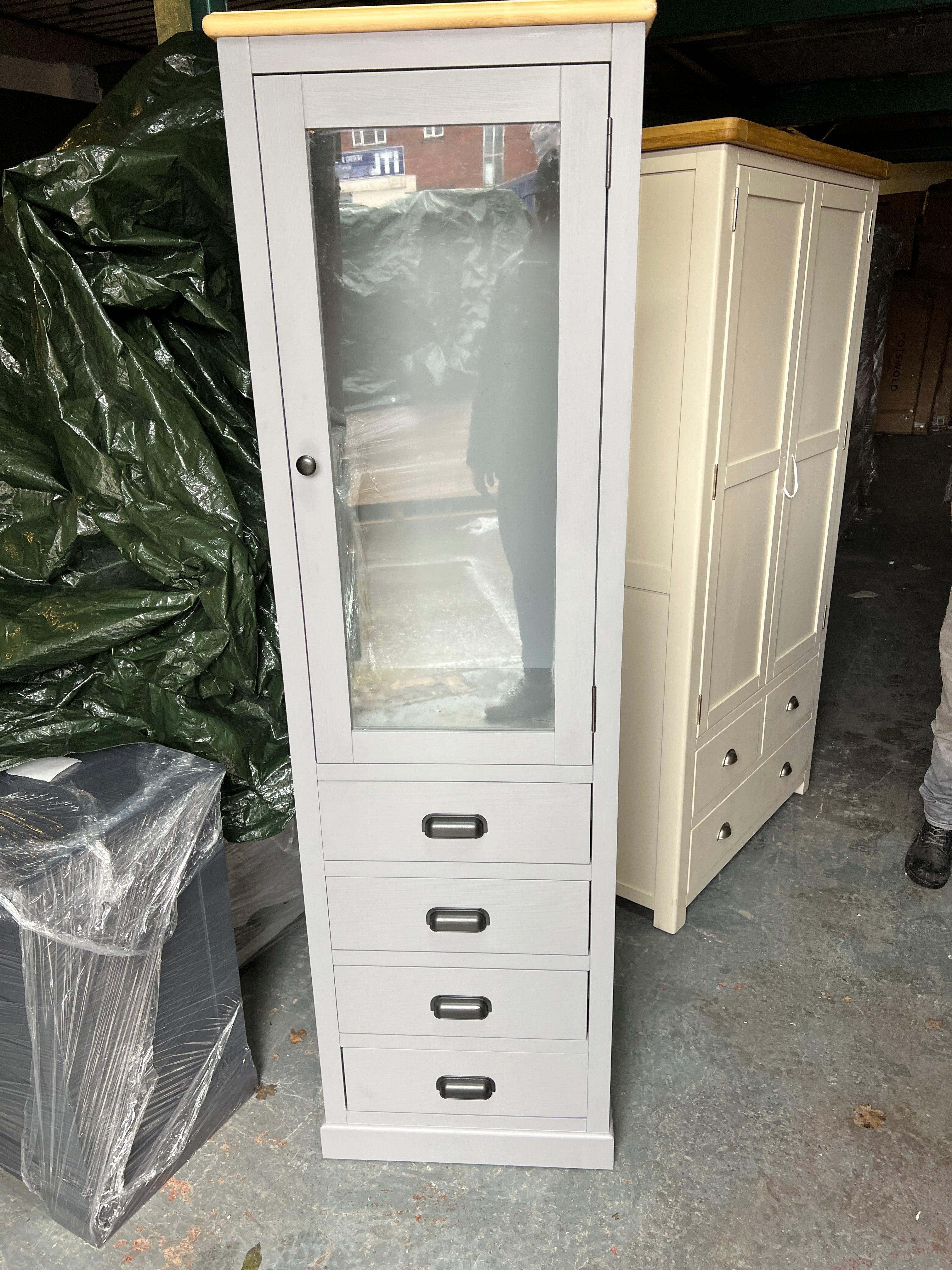 PAINSWICK STORM GREY Narrow Farmhouse Larder Quality Furniture Clearance Ltd
