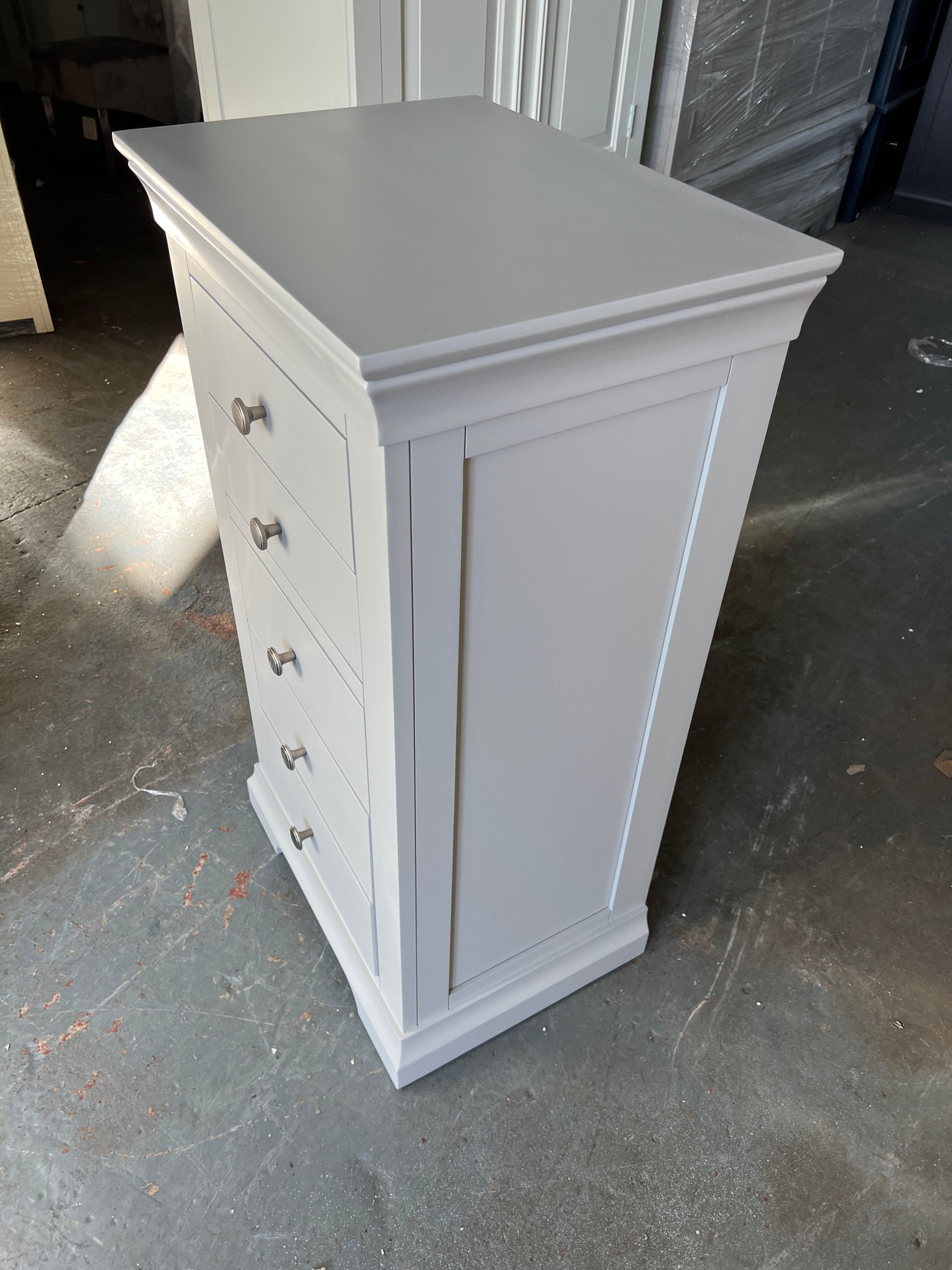 Chantilly Pebble Grey Tallboy furniture delivered 